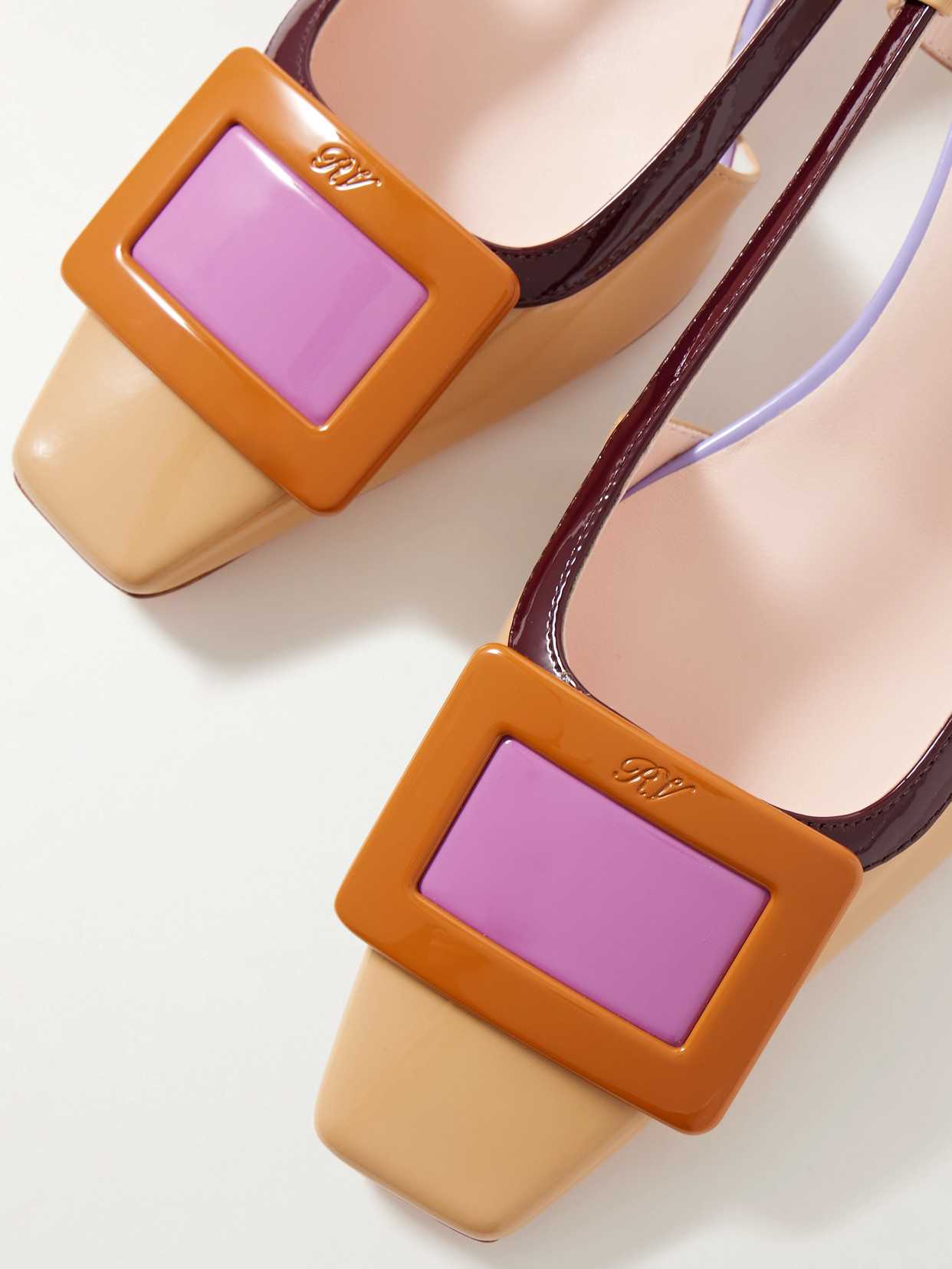 Roger Vivier Belle Vivier 45 Color-block Patent-leather Slingback Pumps