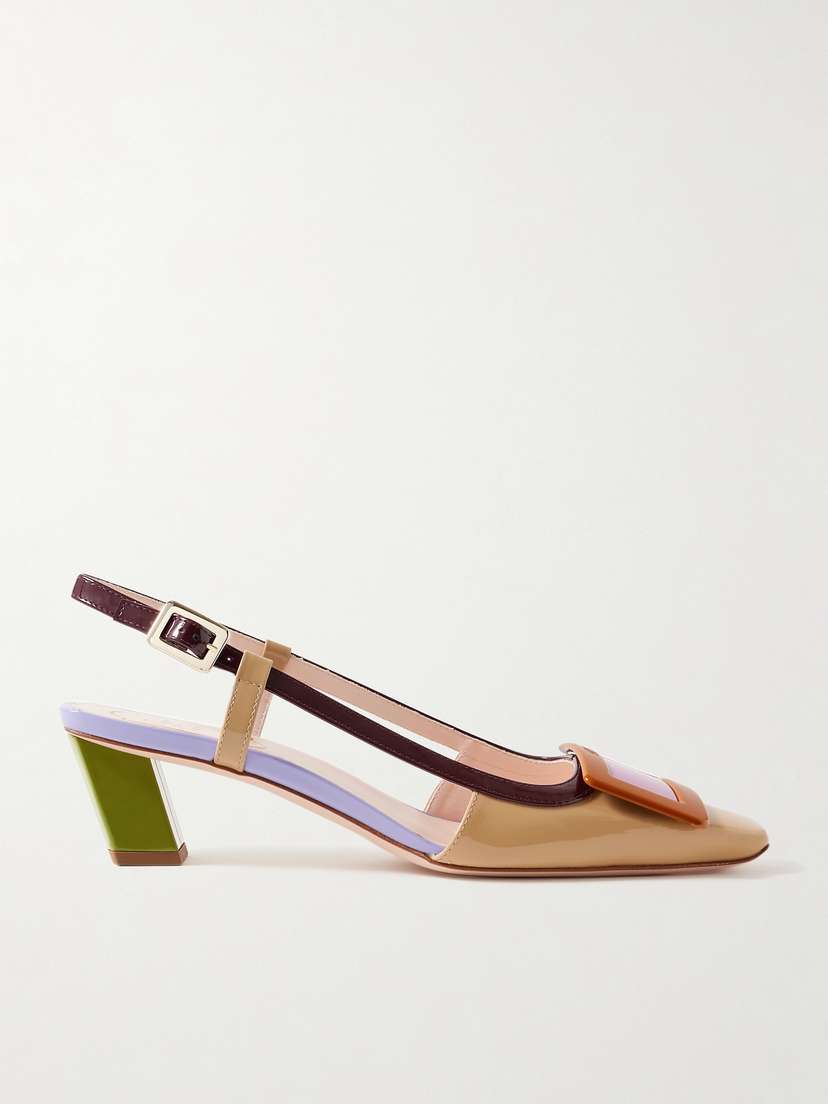 Roger Vivier Belle Vivier 45 Color-block Patent-leather Slingback Pumps
