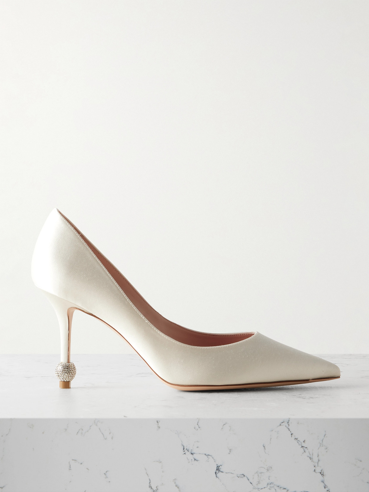 Roger Vivier Marlene 85 Crystal-embellished Satin Pumps