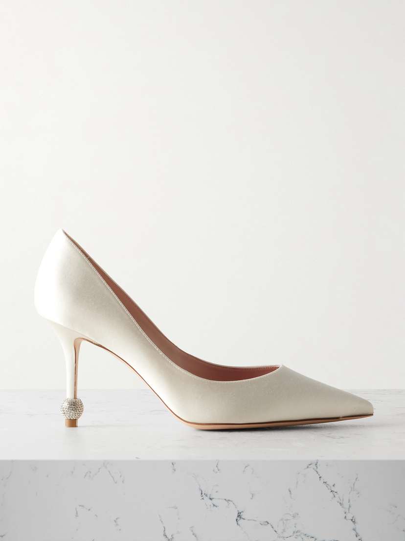 Roger Vivier Marlene 85 Crystal-embellished Satin Pumps