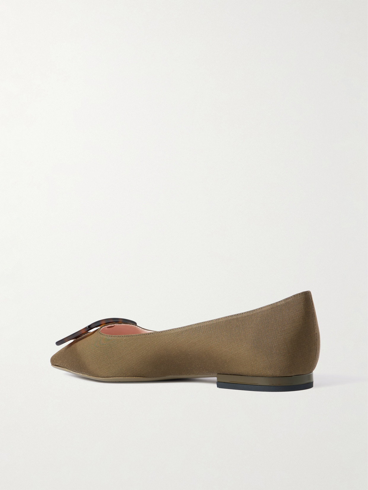 Roger Vivier Gommettine Buckled Grosgrain Ballet Flats In Green
