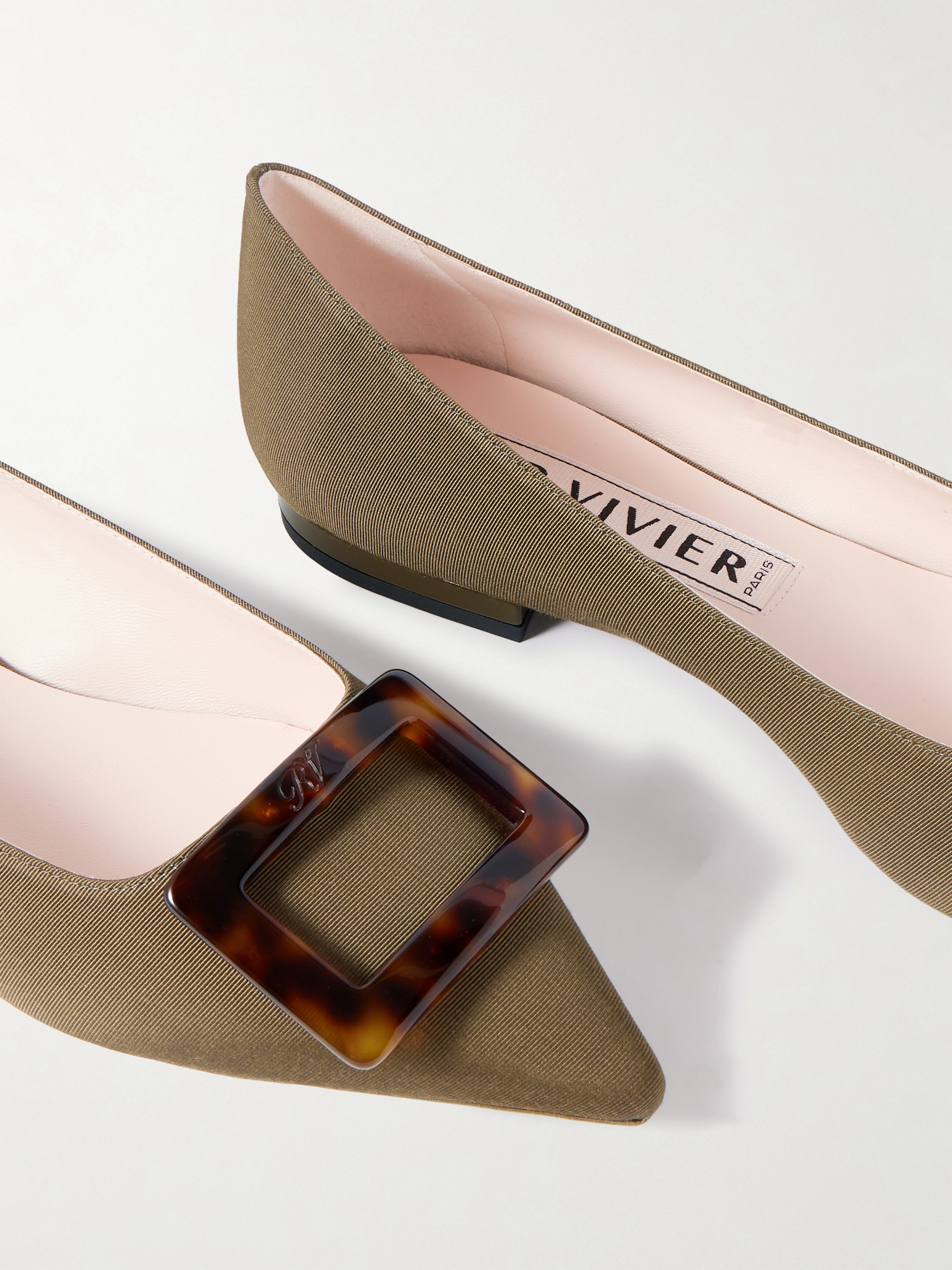 ROGER VIVIER Gommettine buckled grosgrain ballet flats