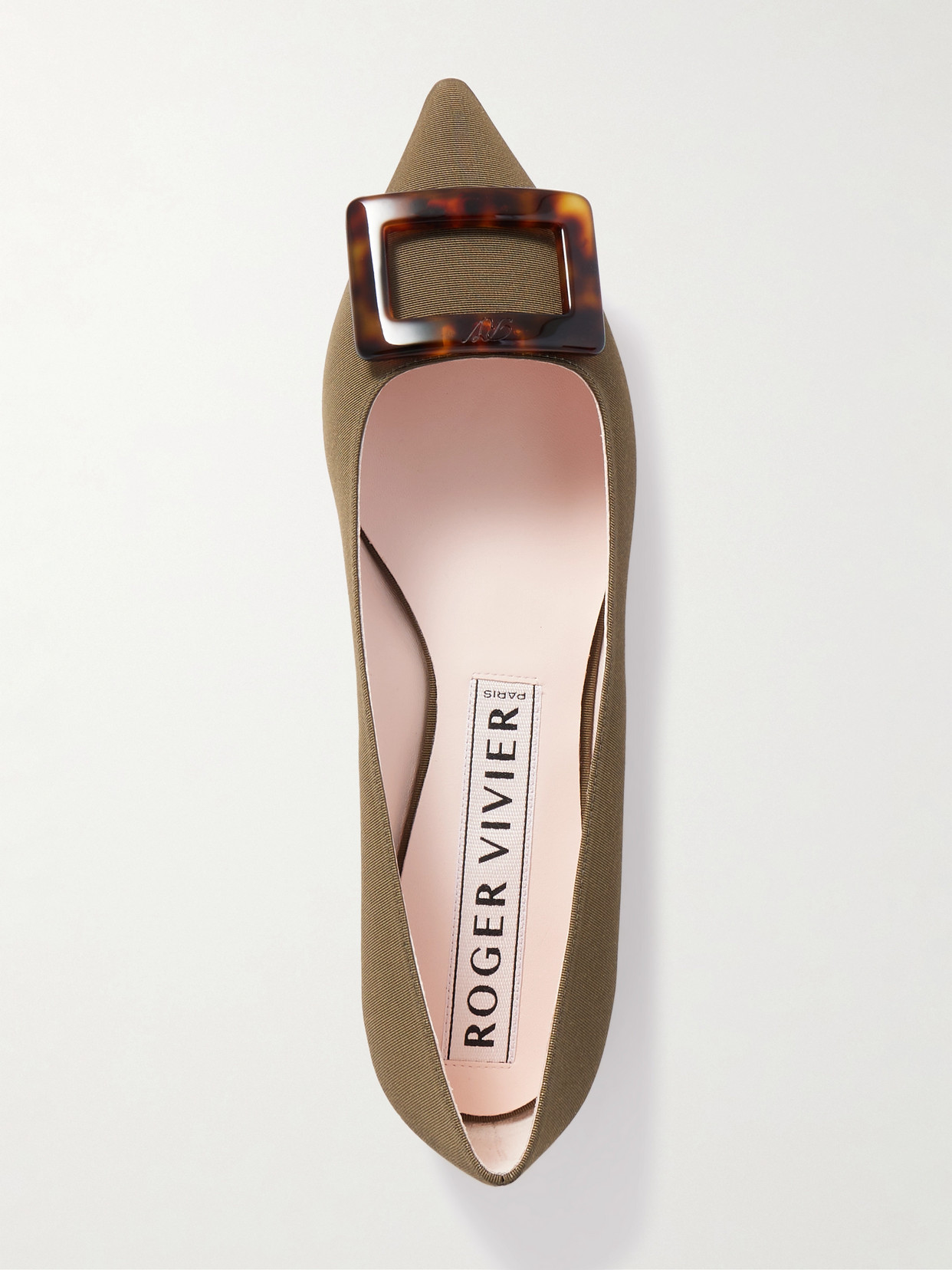 Roger Vivier Gommettine Buckled Grosgrain Ballet Flats In Green