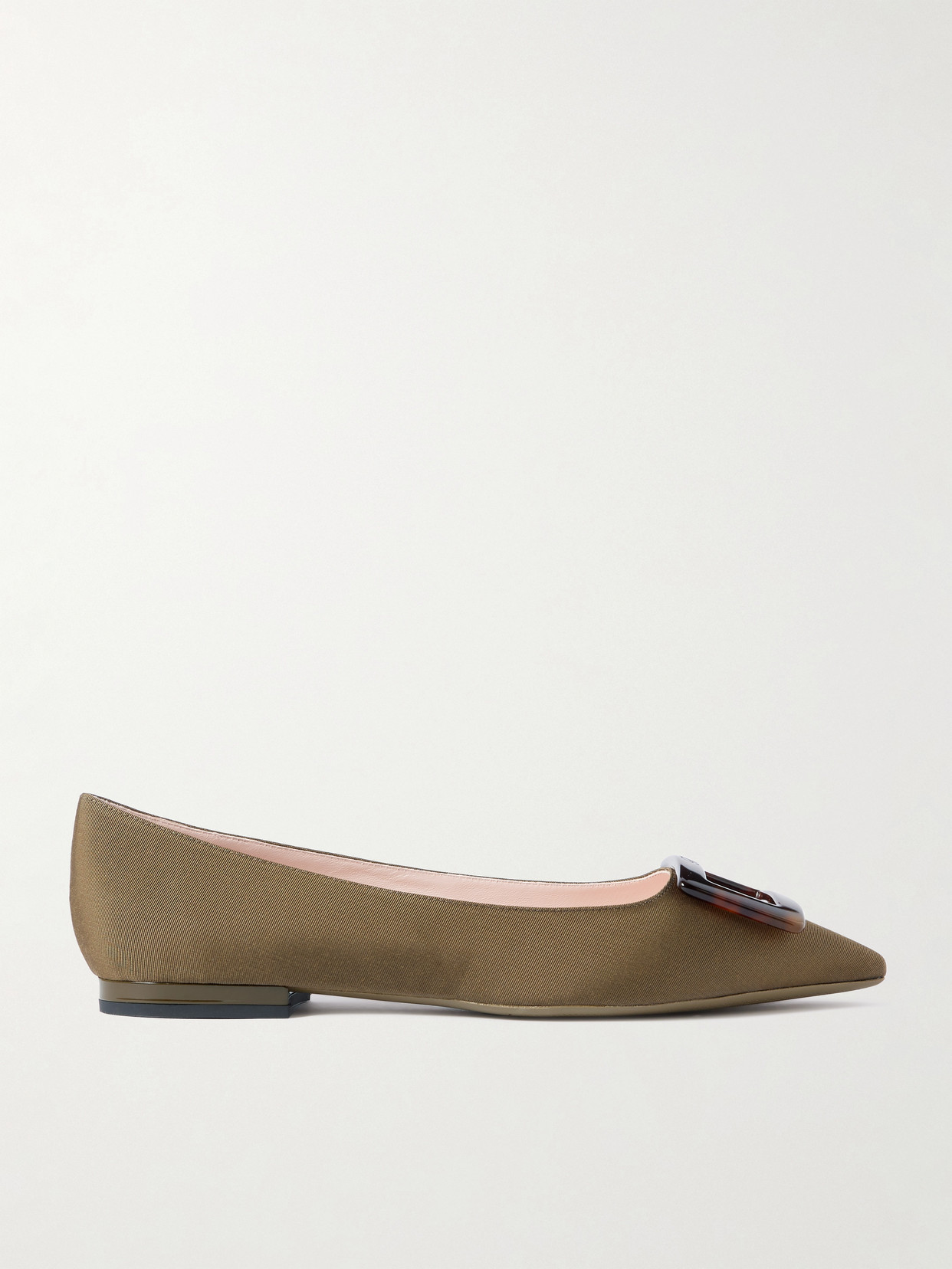 Roger Vivier Gommettine Buckled Grosgrain Ballet Flats In Green