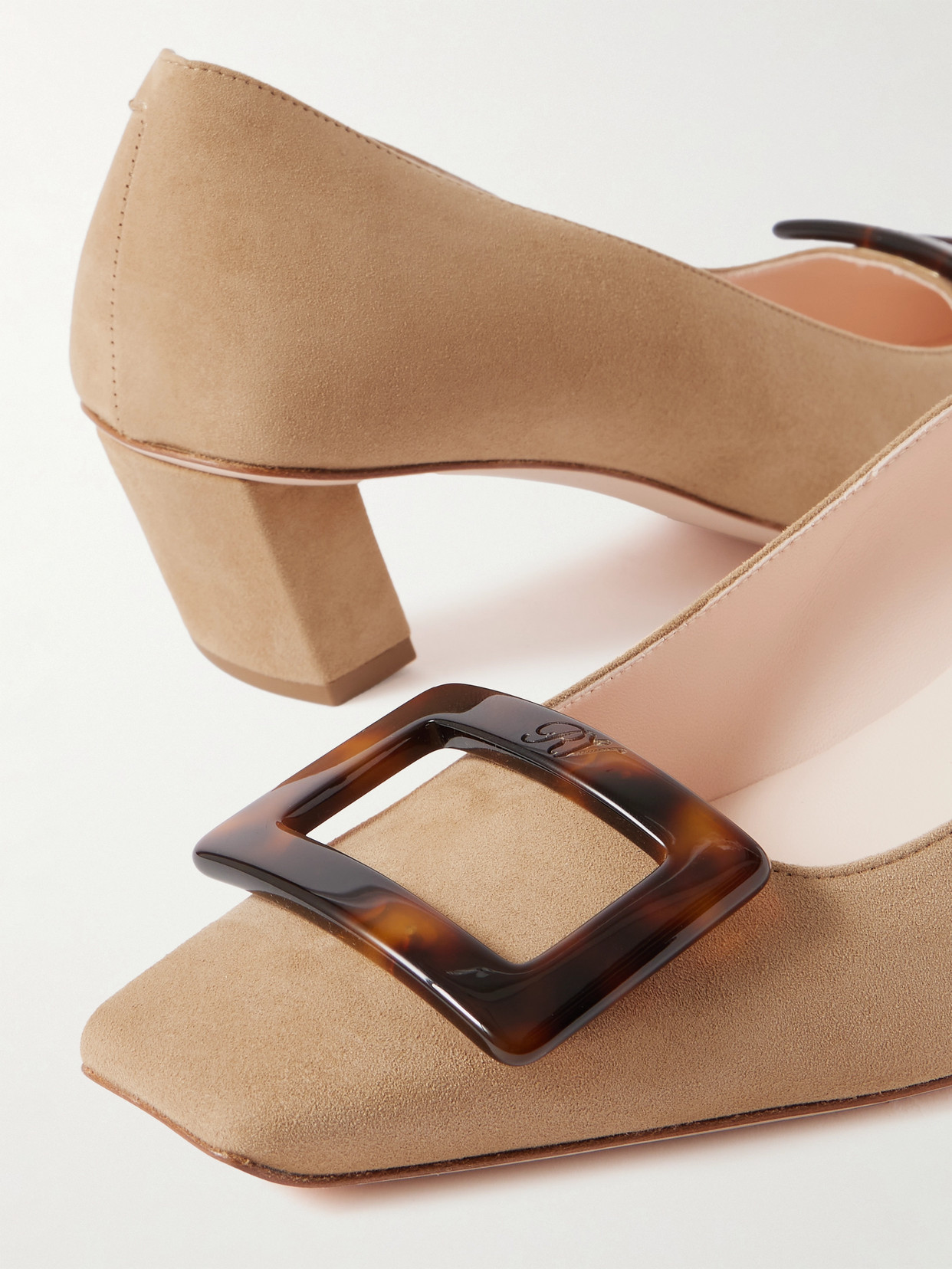 Roger Vivier Chic Block Heel Square Buckle Pumps