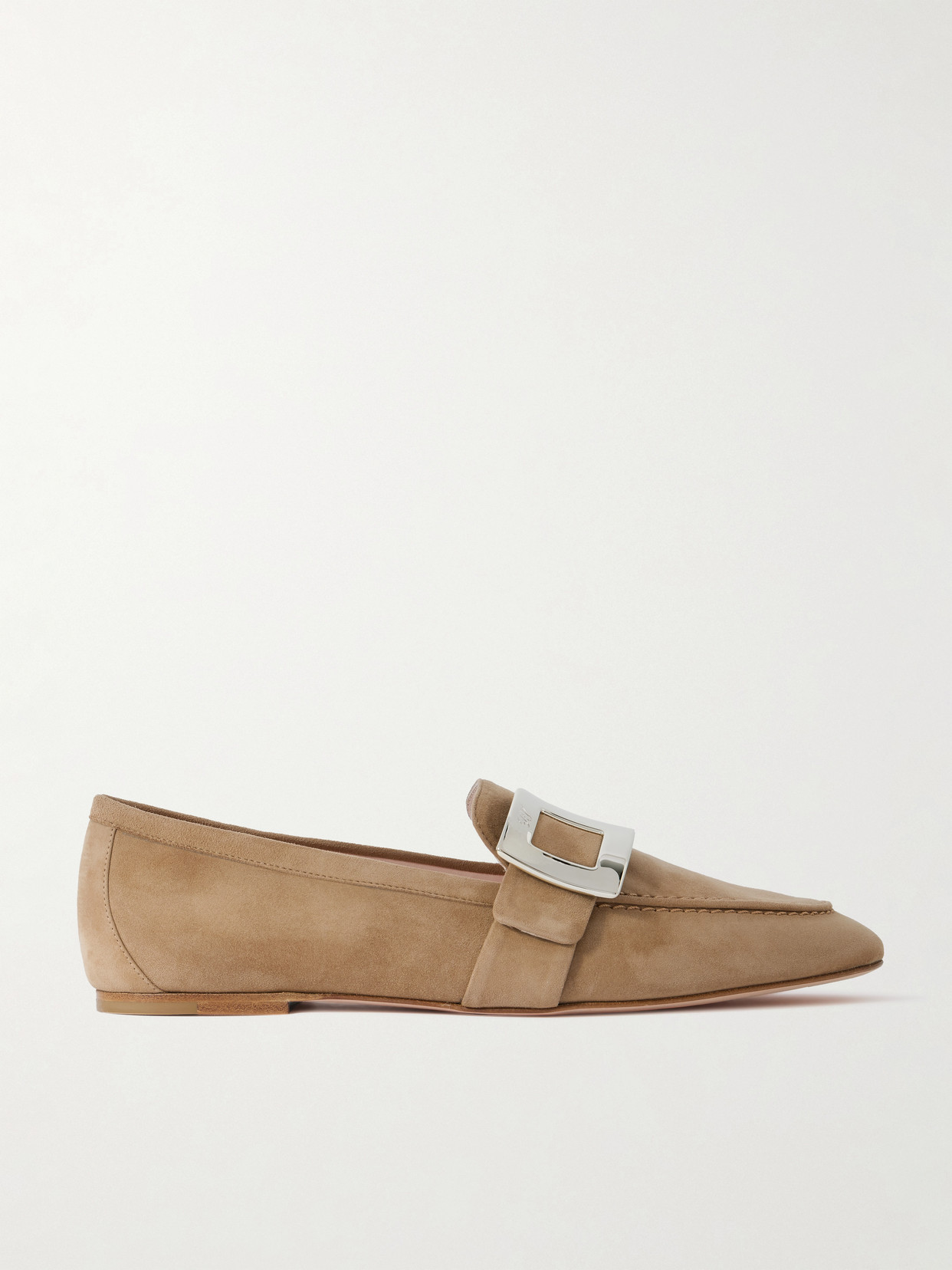 Roger Vivier Buckled Suede Loafers In Neutral