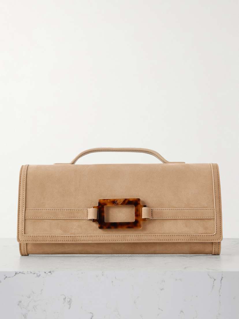 Roger Vivier Belle Vivier Buckled Suede Clutch