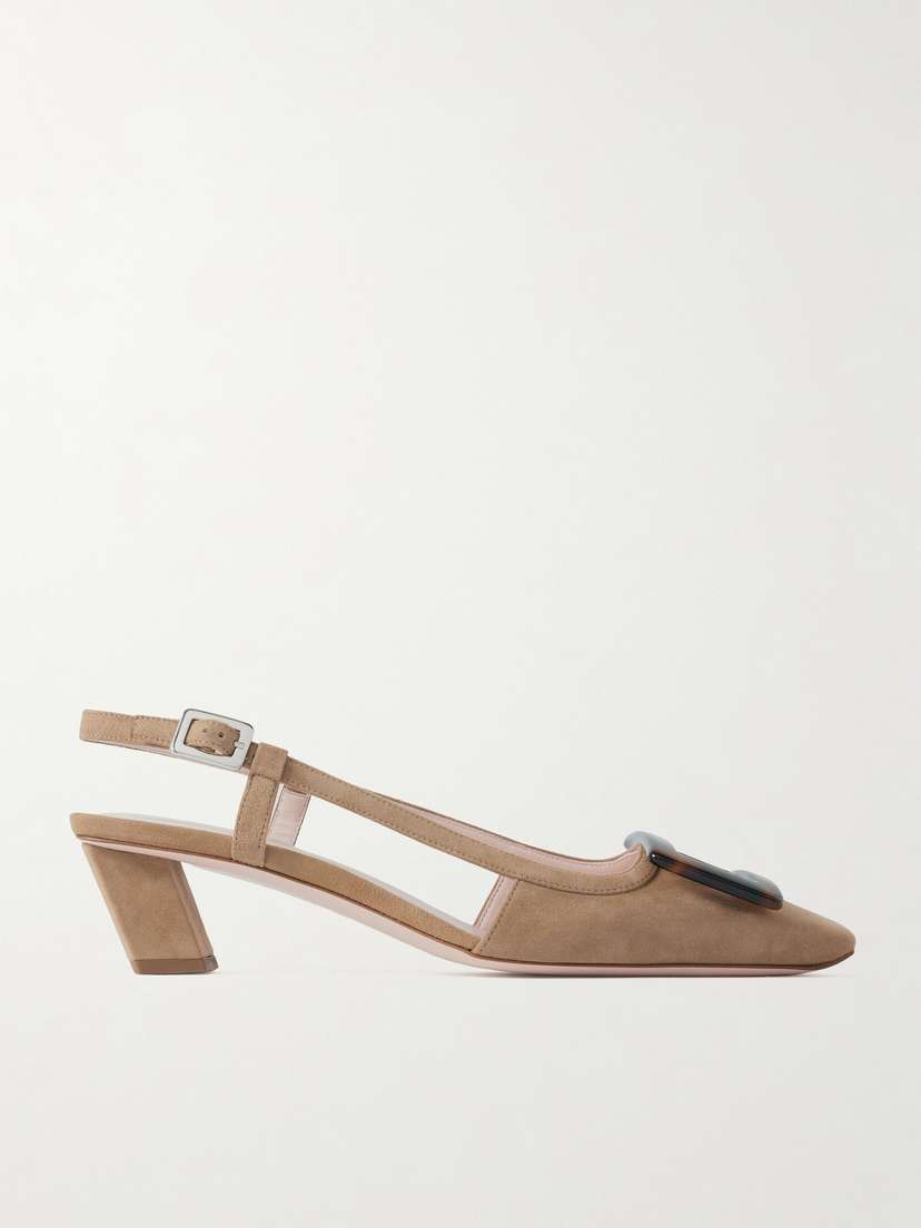 Roger Vivier Belle Vivier 45 Suede Slingback Pumps