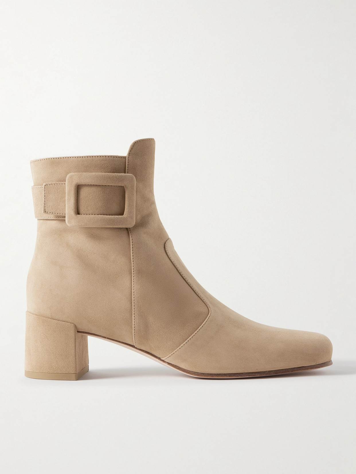 Roger Vivier Très Vivier Polly 45 Buckled Suede Ankle Boots In Brown