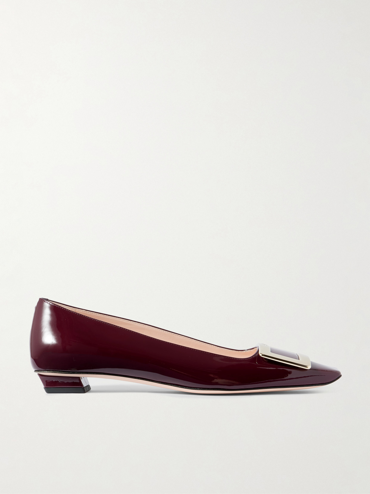 Roger Vivier Belle Vivier Buckled Patent-leather Ballet Flats In Burgundy