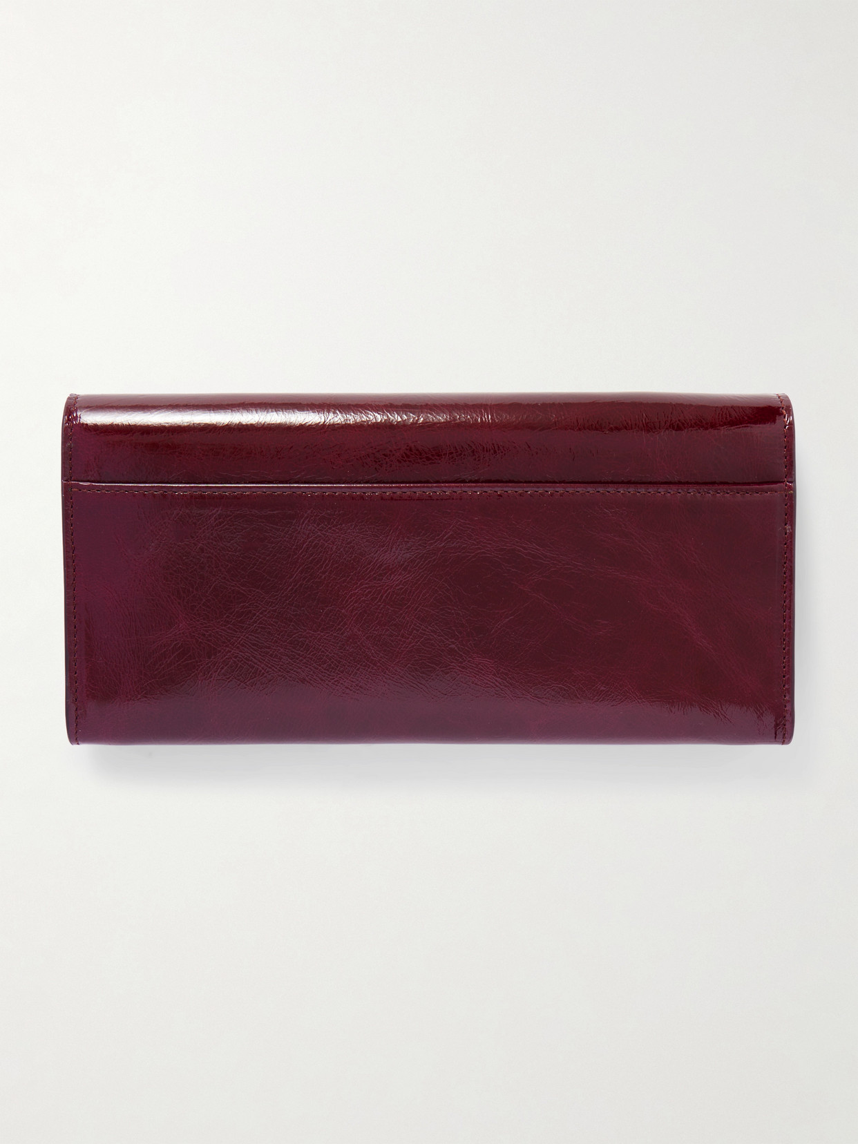 Roger Vivier Belle Vivier Buckled Patent-leather Clutch In Burgundy