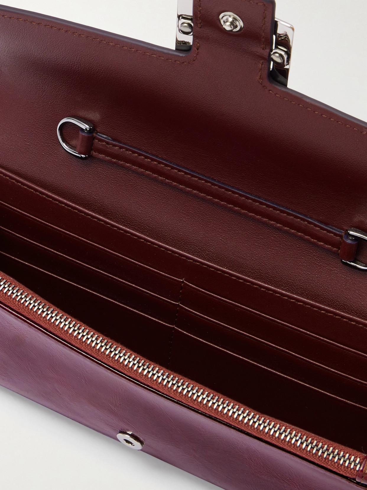 Roger Vivier Belle Vivier Buckled Patent-leather Clutch In Burgundy