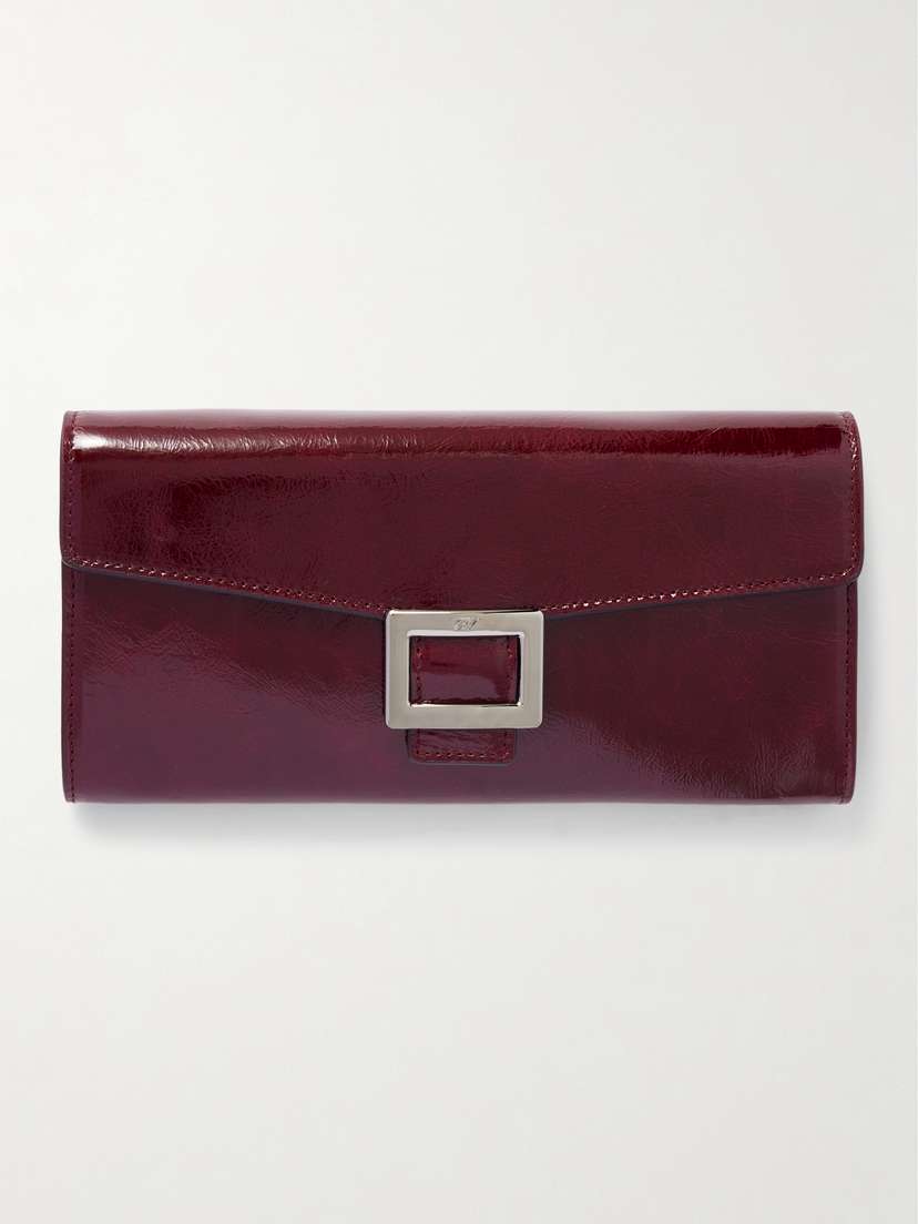 Roger Vivier Belle Vivier Buckled Patent-leather Clutch