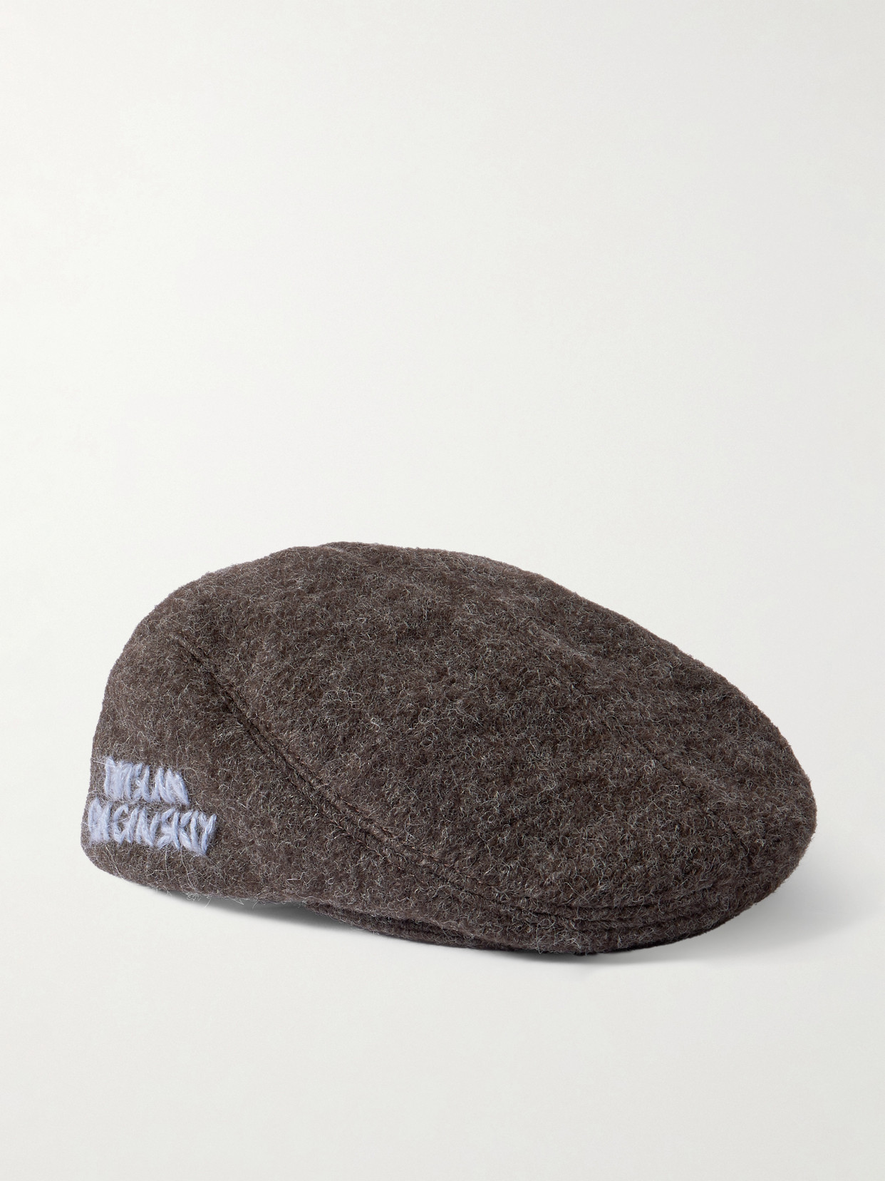 Ruslan Baginskiy Ivy Embroidered Wool-blend Flat Cap In Brown