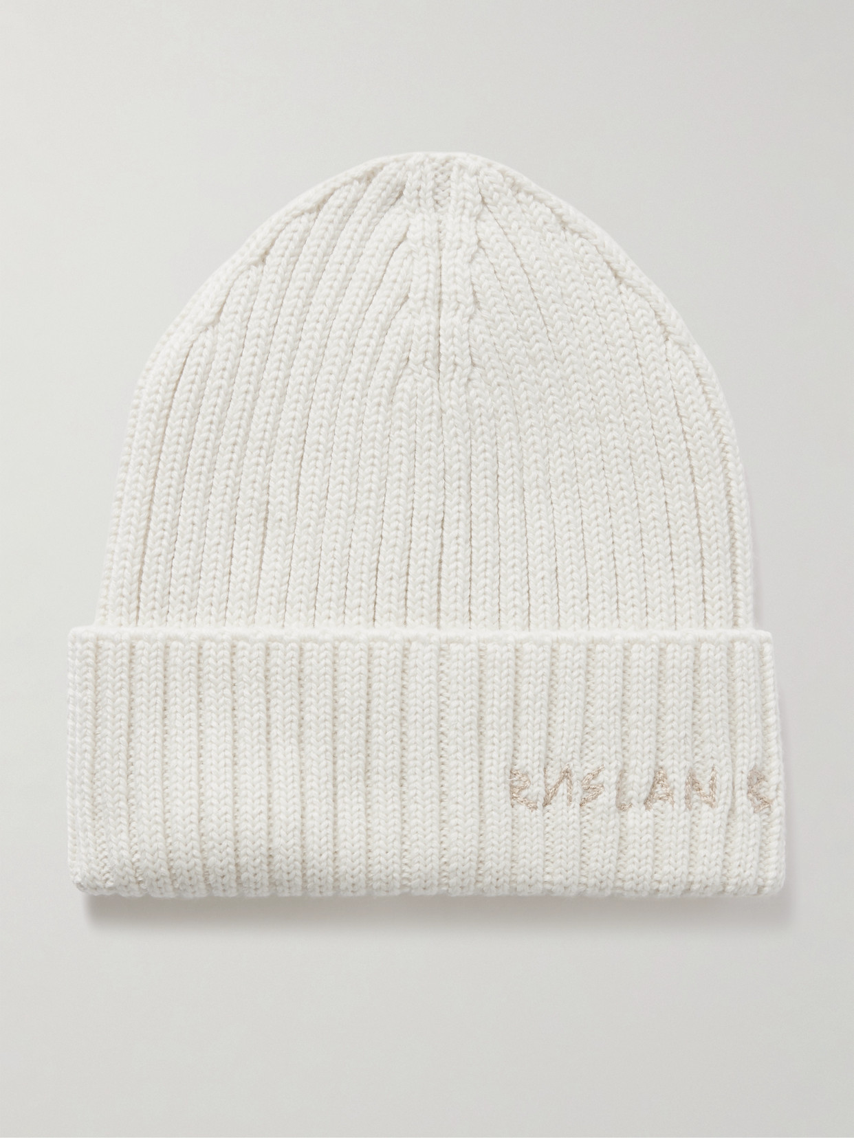 Ruslan Baginskiy Embroidered Ribbed Wool-blend Beanie In White