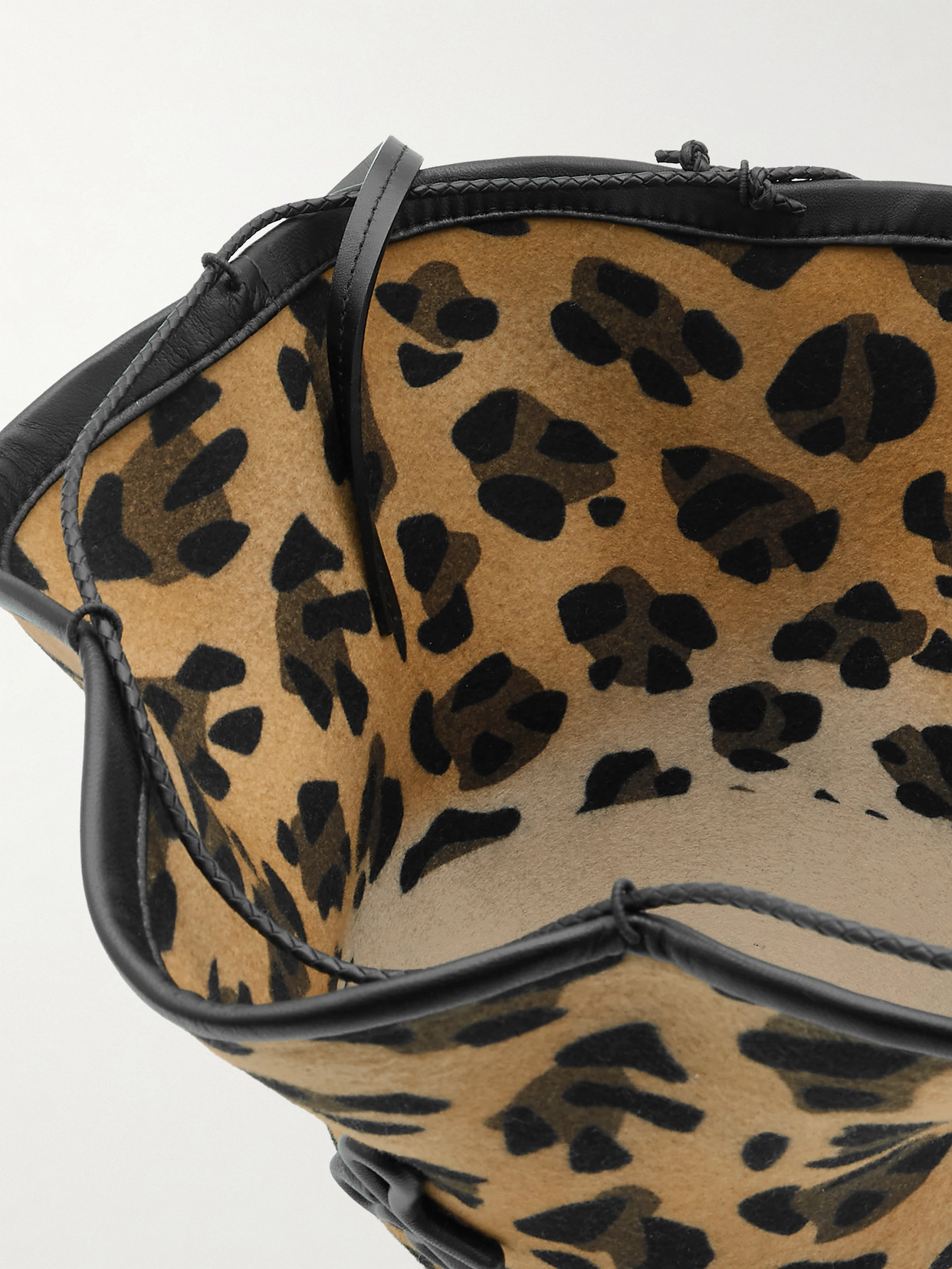 Ruslan Baginskiy The Hatbag Convertible Leather-trimmed Leopard-print Wool-felt Shoulder Bag In Multi