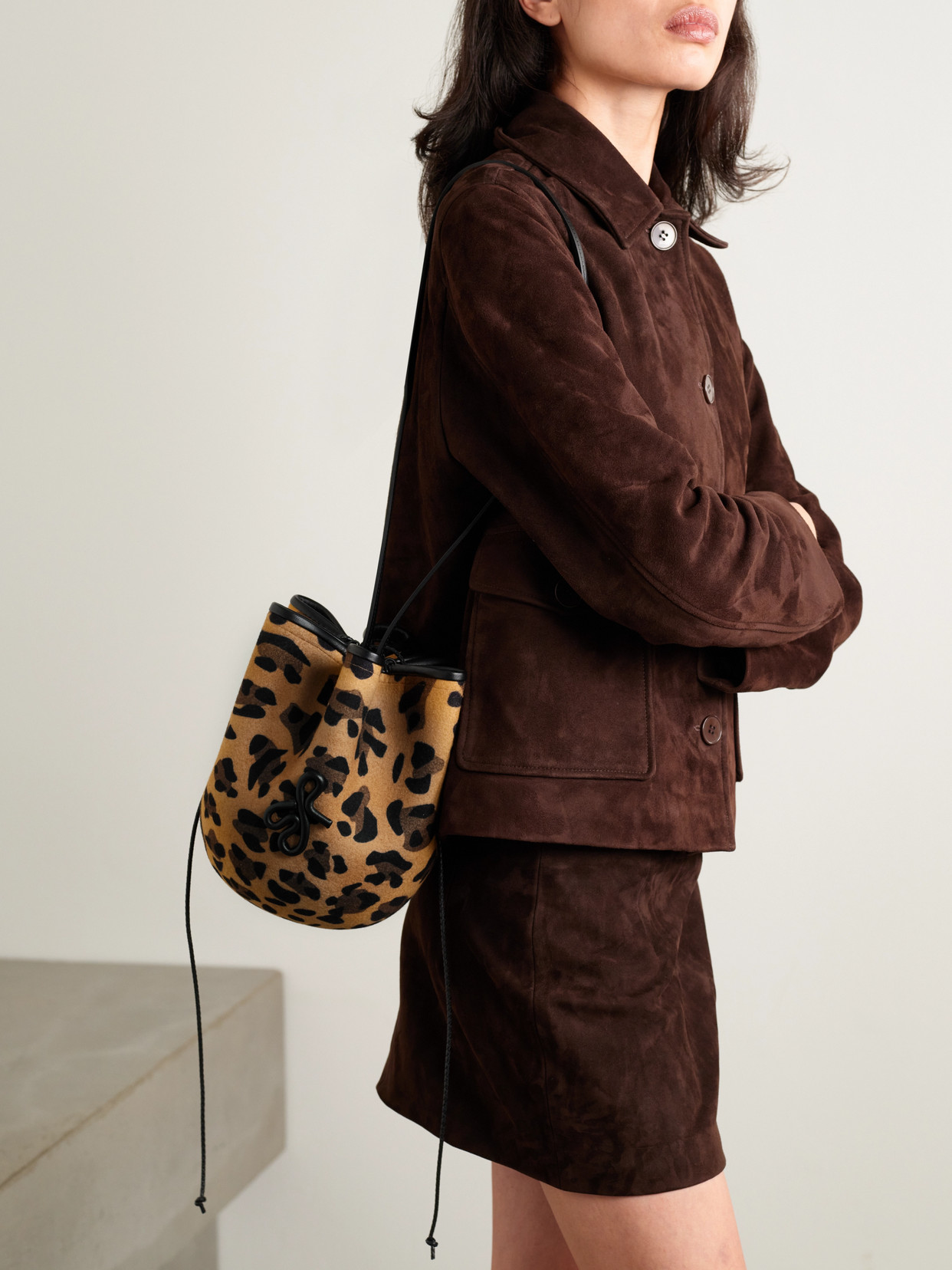 Ruslan Baginskiy The Hatbag Convertible Leather-trimmed Leopard-print Wool-felt Shoulder Bag In Multi