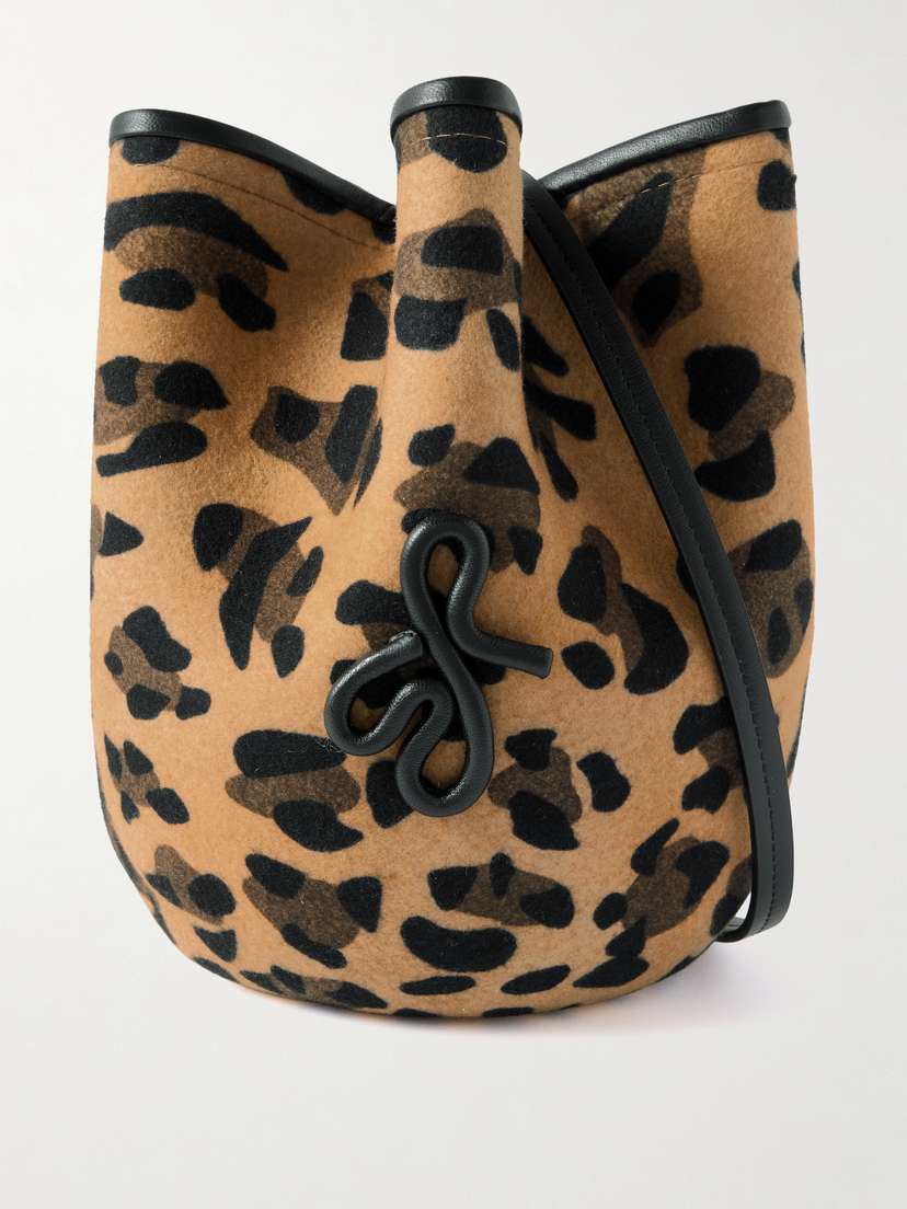 Ruslan Baginskiy The Hatbag Convertible Leather-trimmed Leopard-print Wool-felt Shoulder Bag