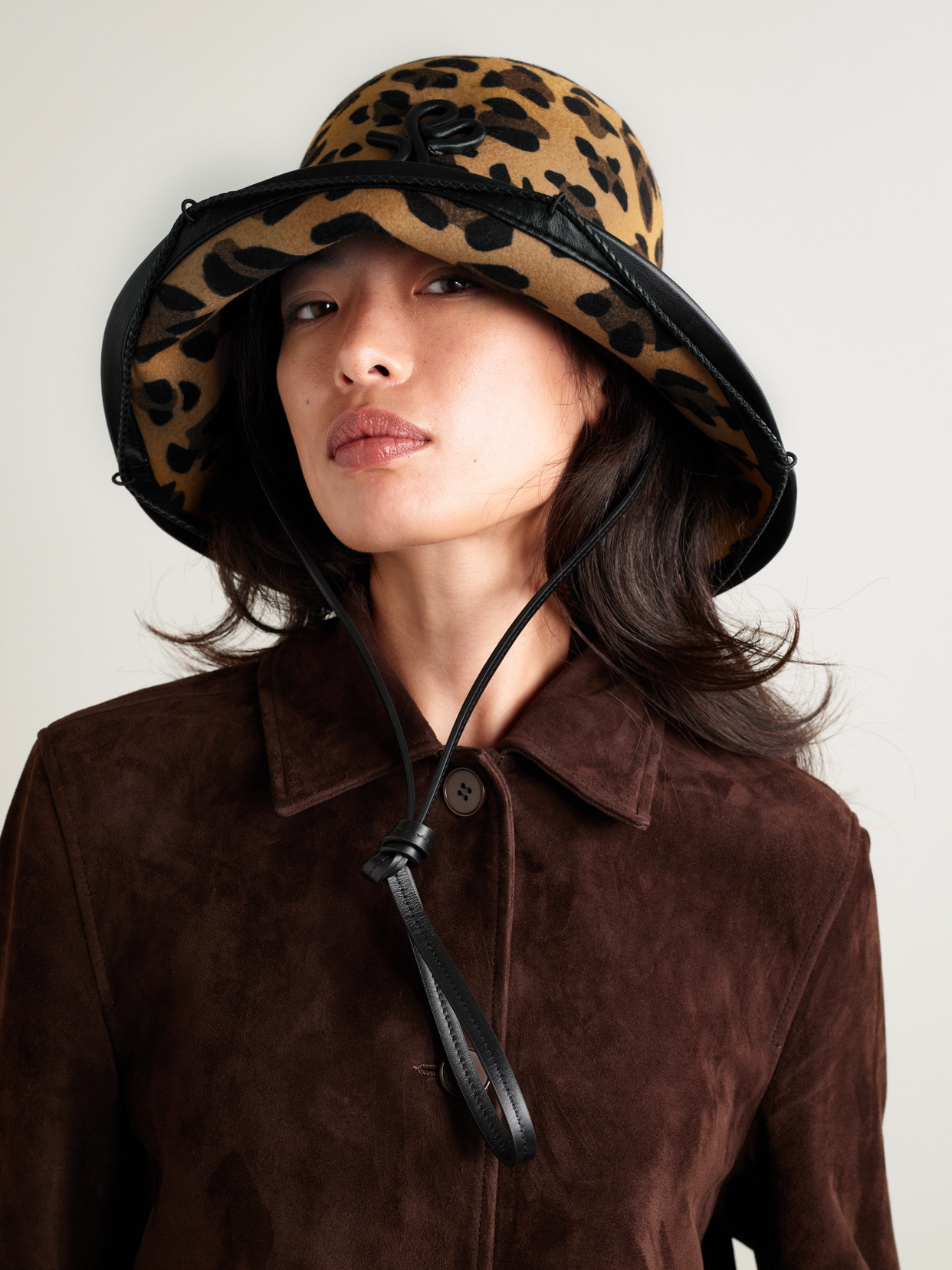 Ruslan Baginskiy The Hatbag Convertible Leather-trimmed Leopard-print Wool-felt Shoulder Bag In Multi