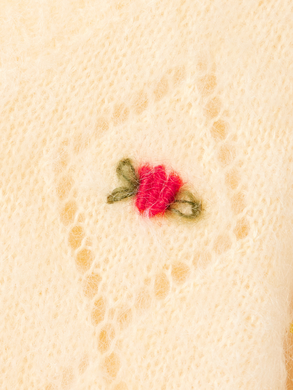 Alessandra Rich Embroidered Pointelle-knit Mohair-blend Sweater In Neutral