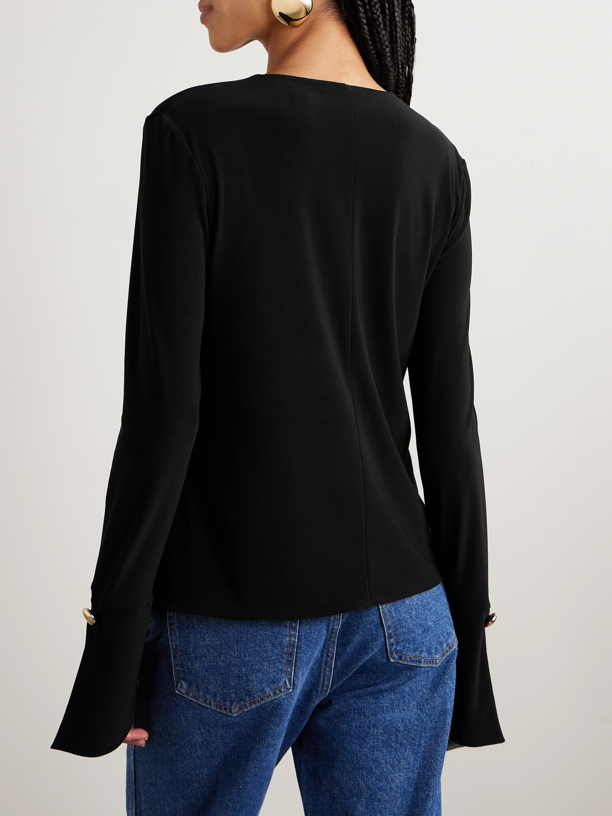 Brandon Maxwell The Marla Cutout Stretch-jersey Top In Black