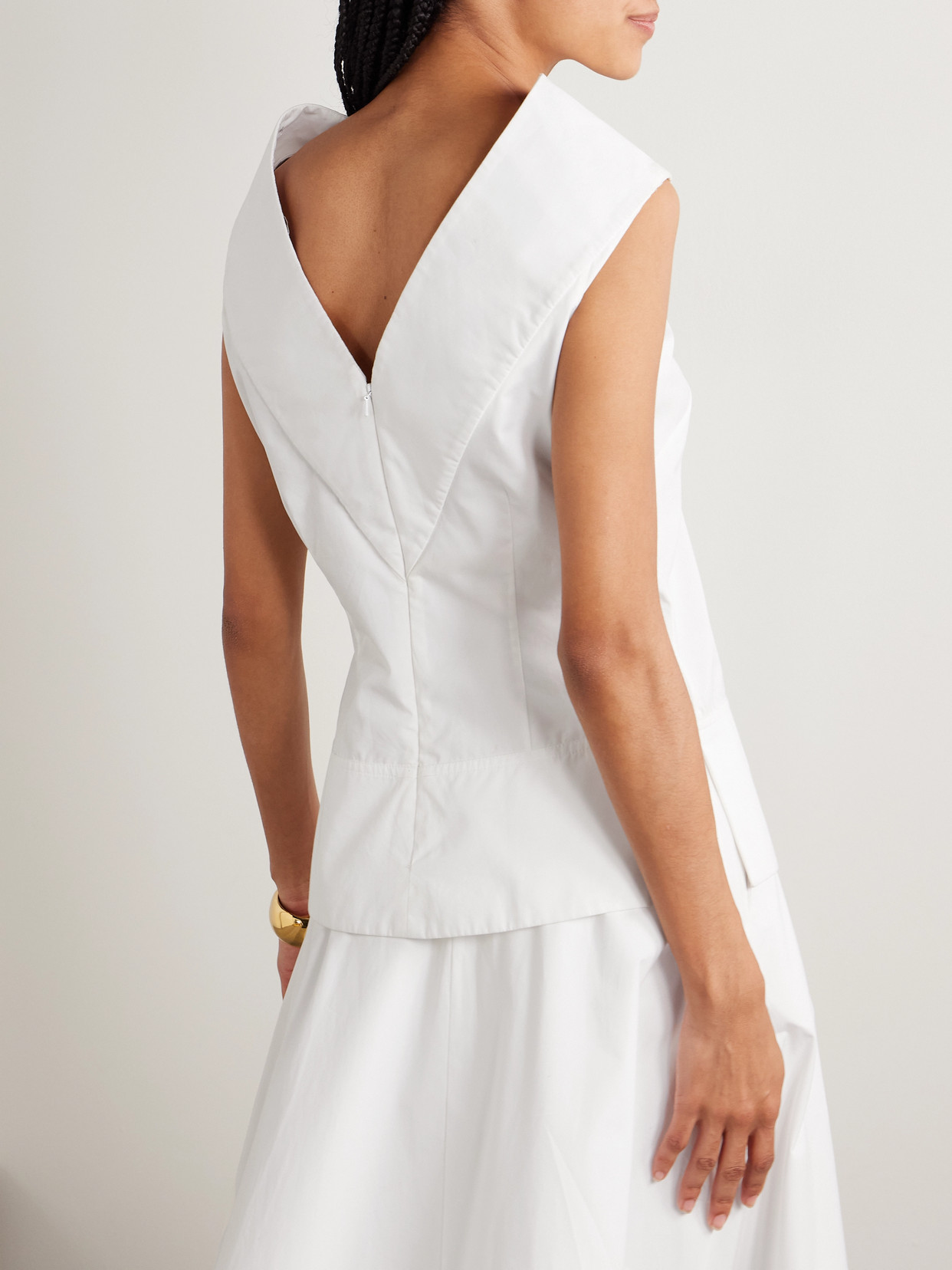 Brandon Maxwell The Bowie Draped Cotton-poplin Top