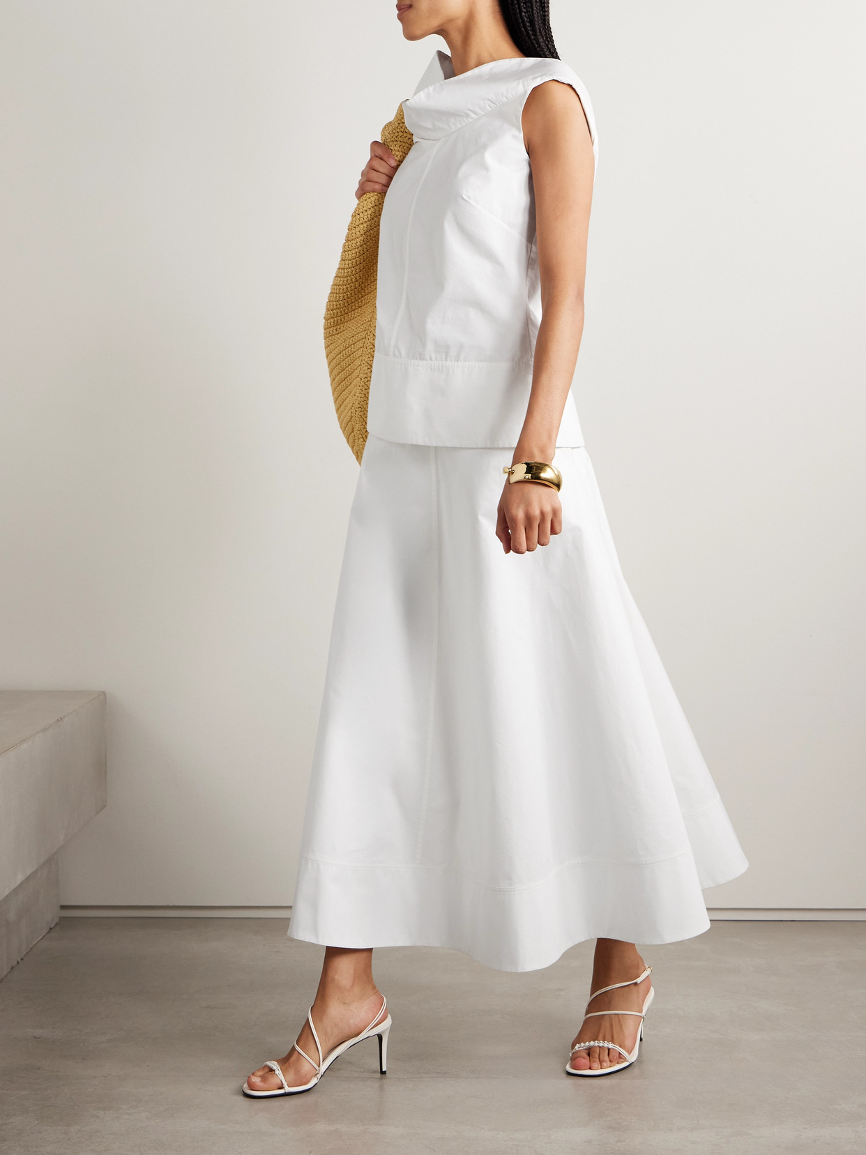 Brandon Maxwell The Bowie Draped Cotton-poplin Top