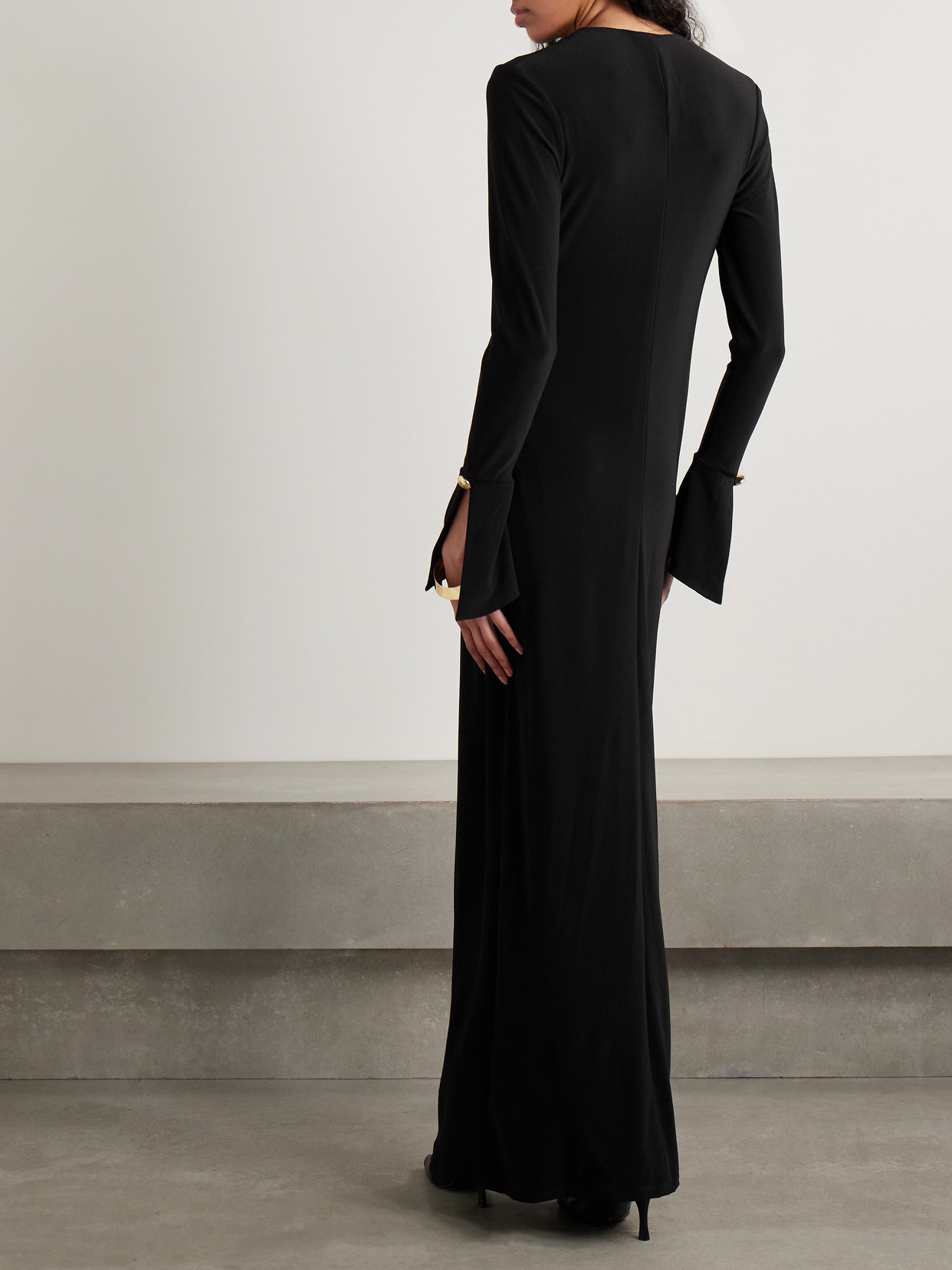 Brandon Maxwell The Sylvie Cutout Stretch-jersey Gown In Black