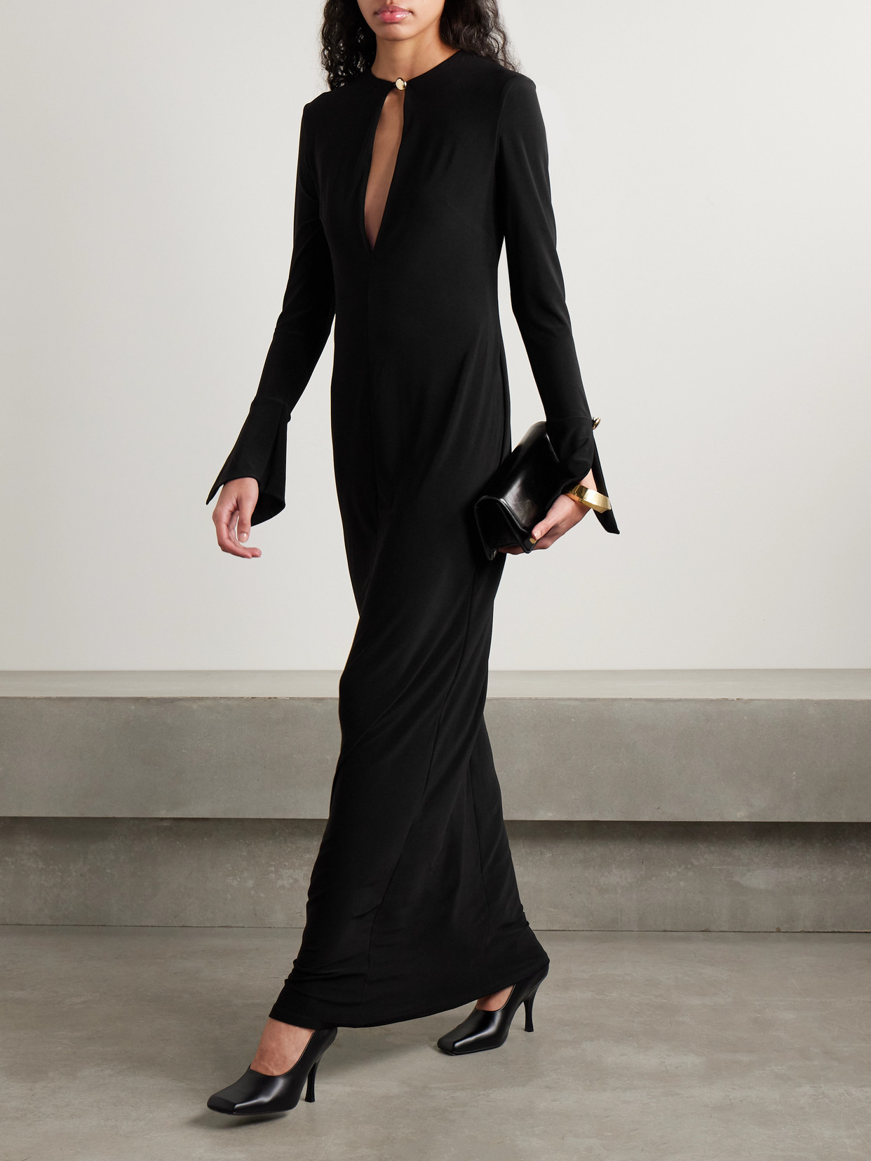 Brandon Maxwell The Sylvie Cutout Stretch-jersey Gown In Black
