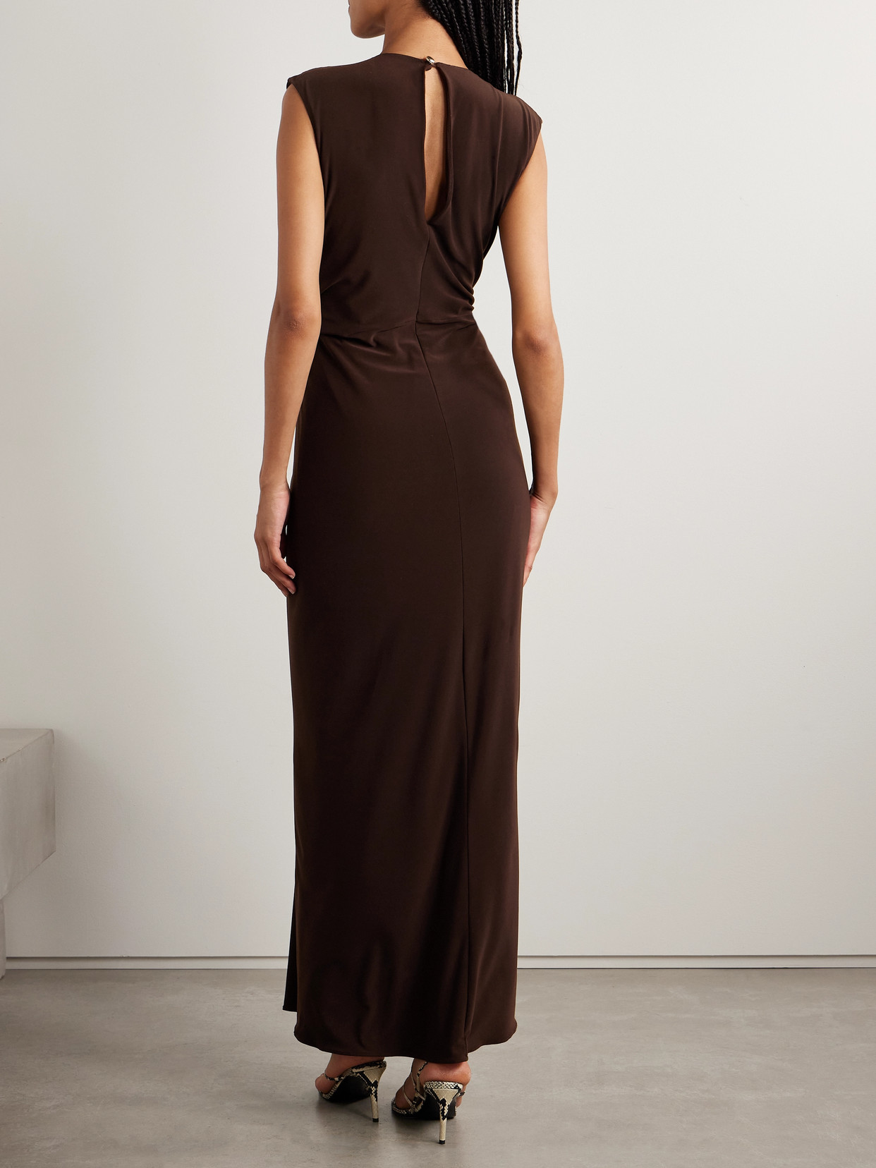 Brandon Maxwell The Serena Embellished Gathered Stretch-jersey Gown