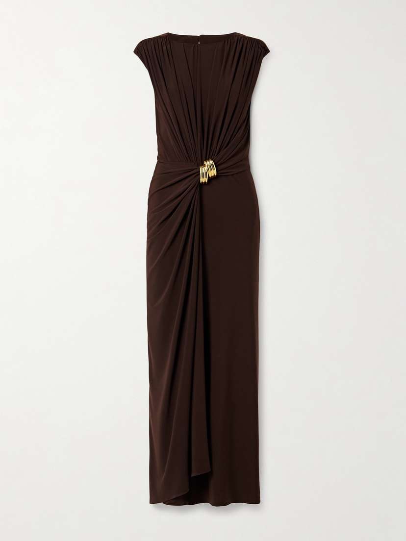 Brandon Maxwell The Serena Embellished Gathered Stretch-jersey Gown