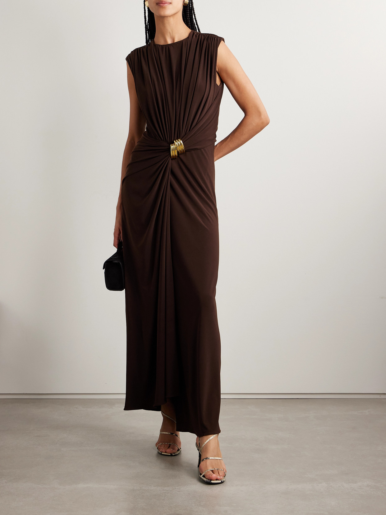 Brandon Maxwell The Serena Embellished Gathered Stretch-jersey Gown