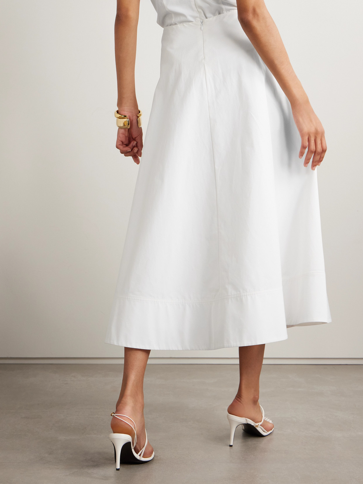 Brandon Maxwell The Knox Low-rise Cotton Poplin Midi Skirt
