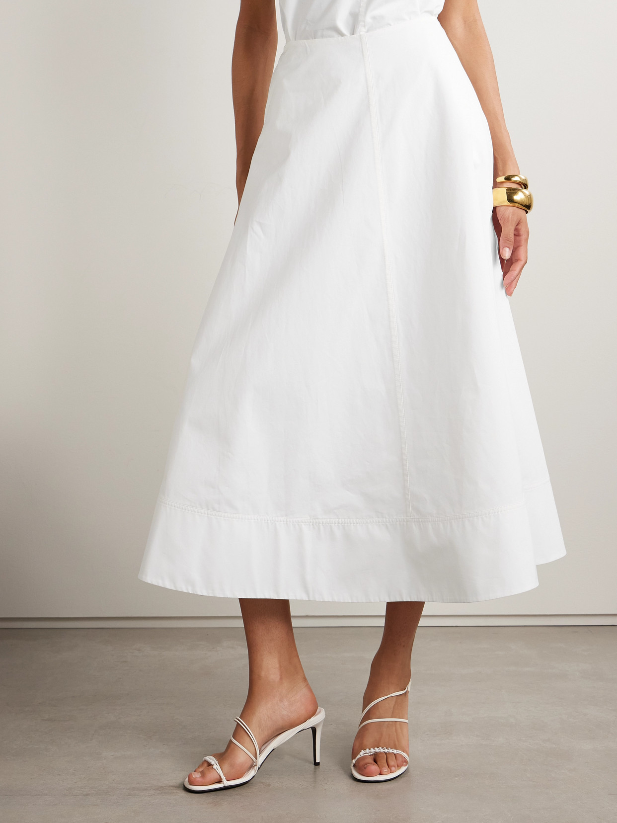 Brandon Maxwell The Knox Low-rise Cotton Poplin Midi Skirt