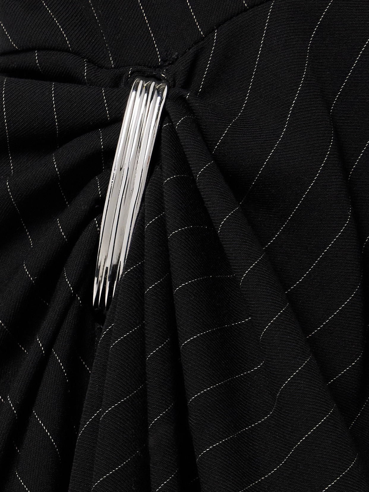 Brandon Maxwell The Lowery One-sleeve Asymmetric Embellished Pinstriped Twill Dress In Black