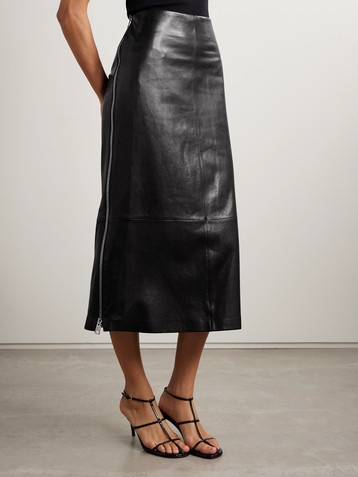 Brandon Maxwell The Avery paneled leather midi skirt