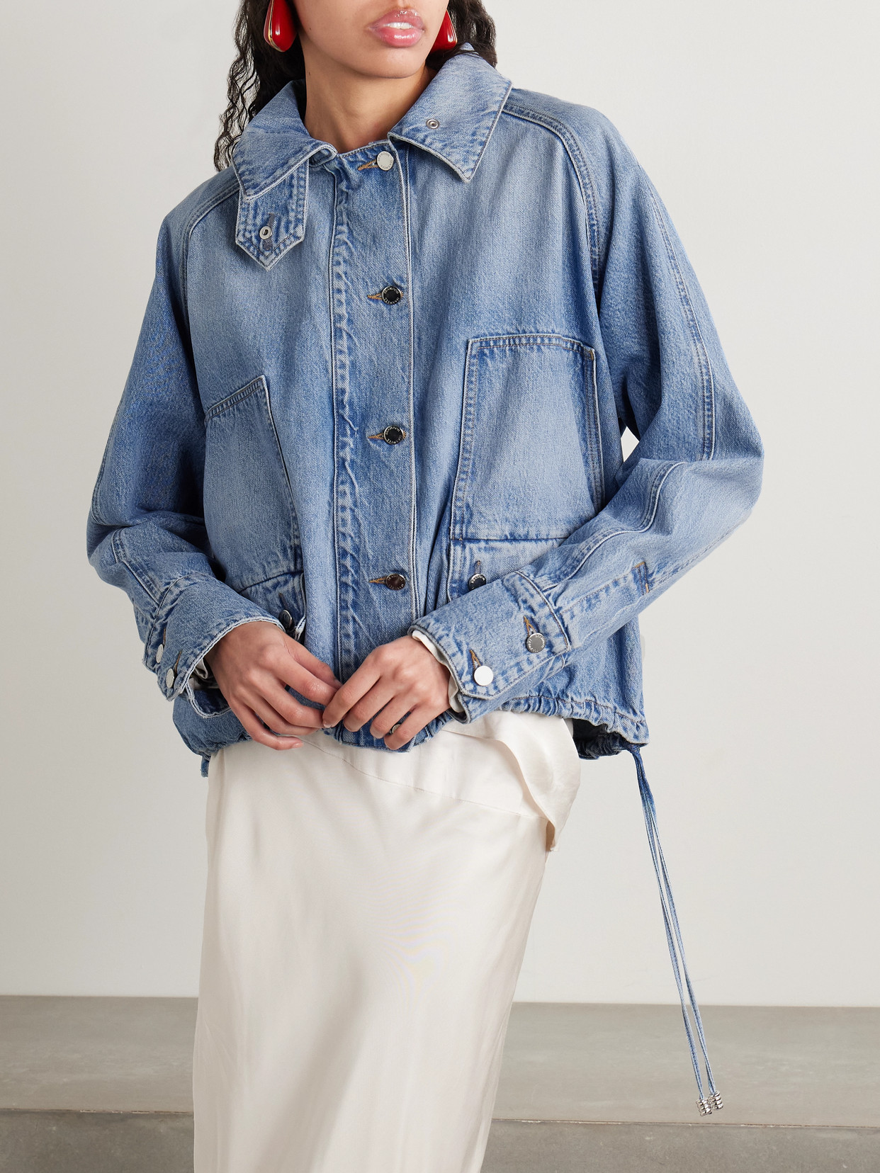 Brandon Maxwell The Harper Balloon Denim Jacket In Blue