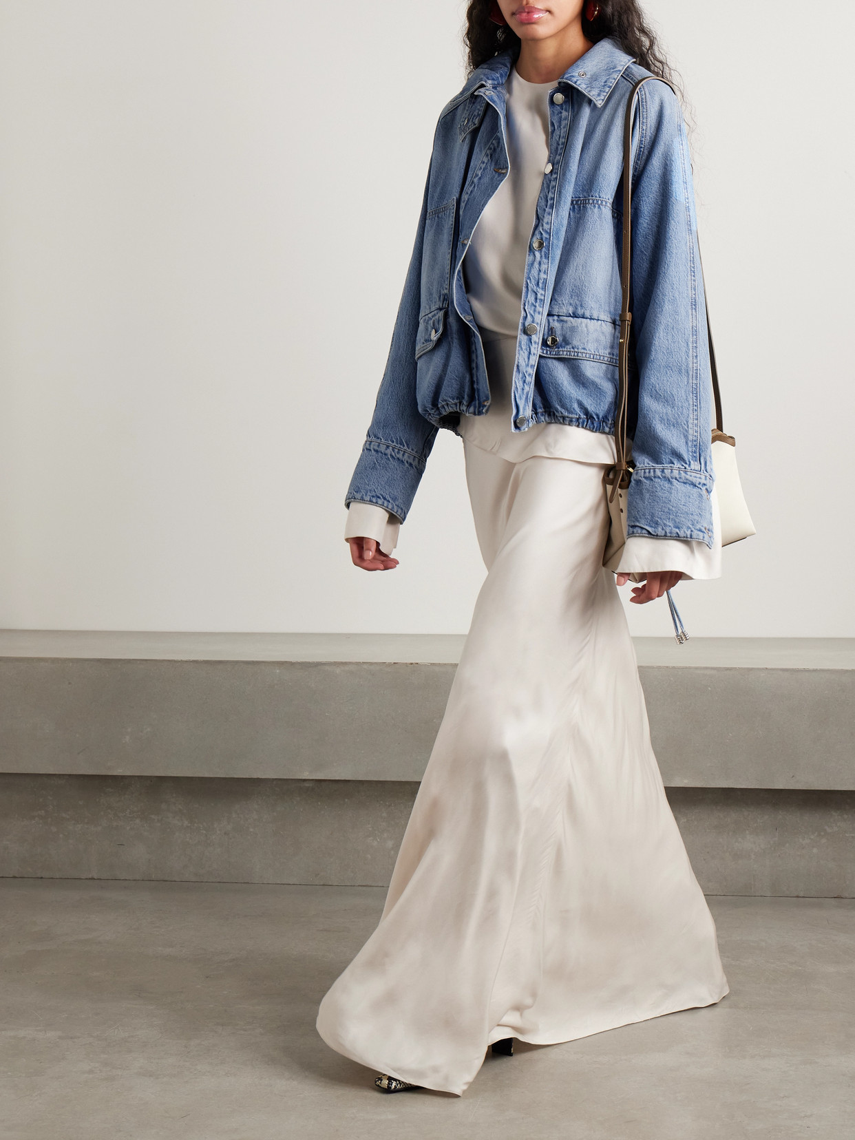 Brandon Maxwell The Harper Balloon Denim Jacket In Blue