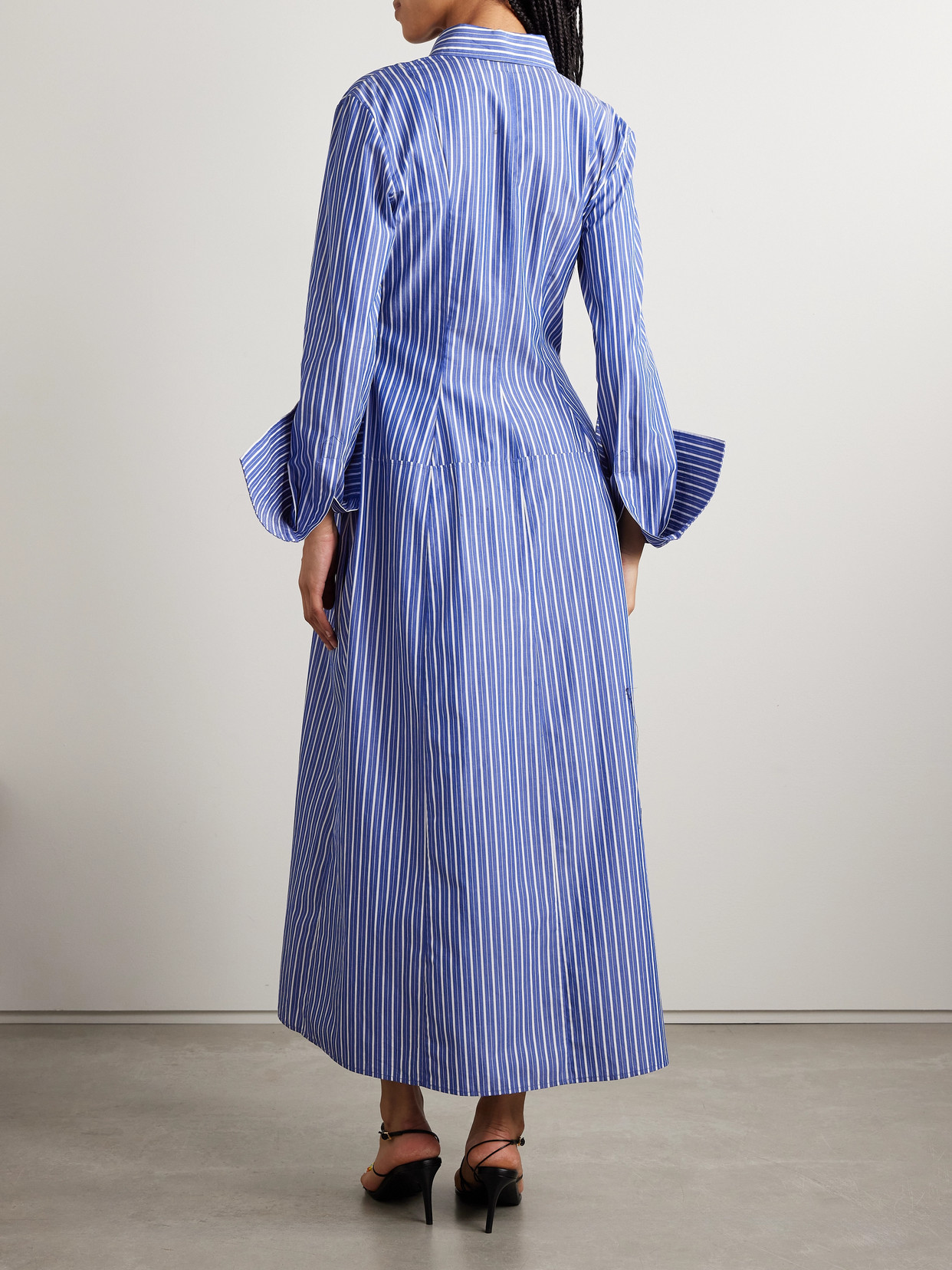 Brandon Maxwell The Sammy Striped Cotton-poplin Midi Shirt Dress In Purple