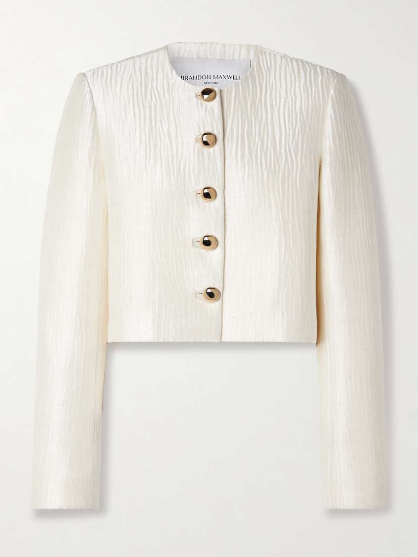 Brandon Maxwell The Ryder Cropped Crinkled Silk-satin Jacket