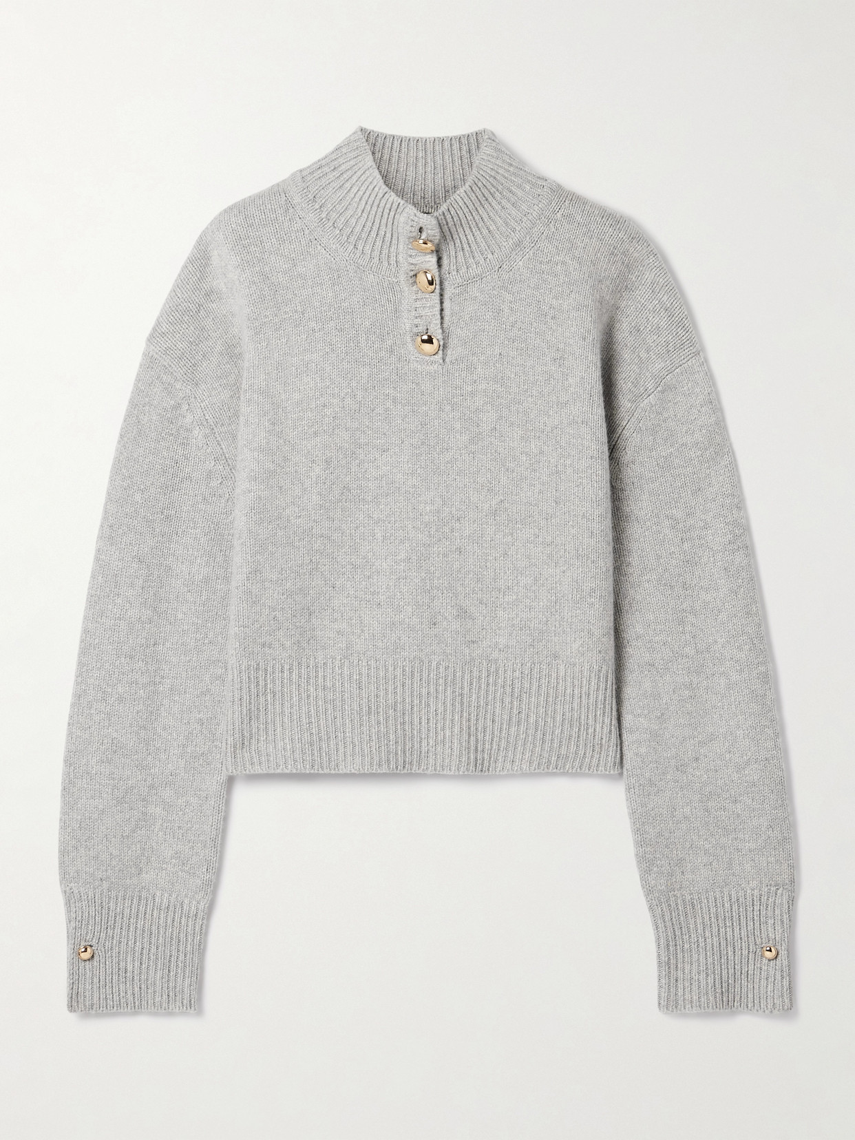 Brandon Maxwell The Rowe Cropped Recycled-cashmere Sweater In Gray