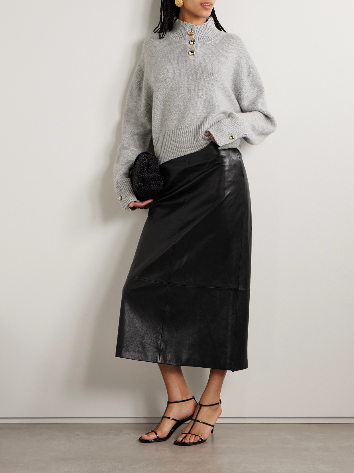 Brandon Maxwell The Rowe Cropped Recycled-cashmere Sweater In Gray