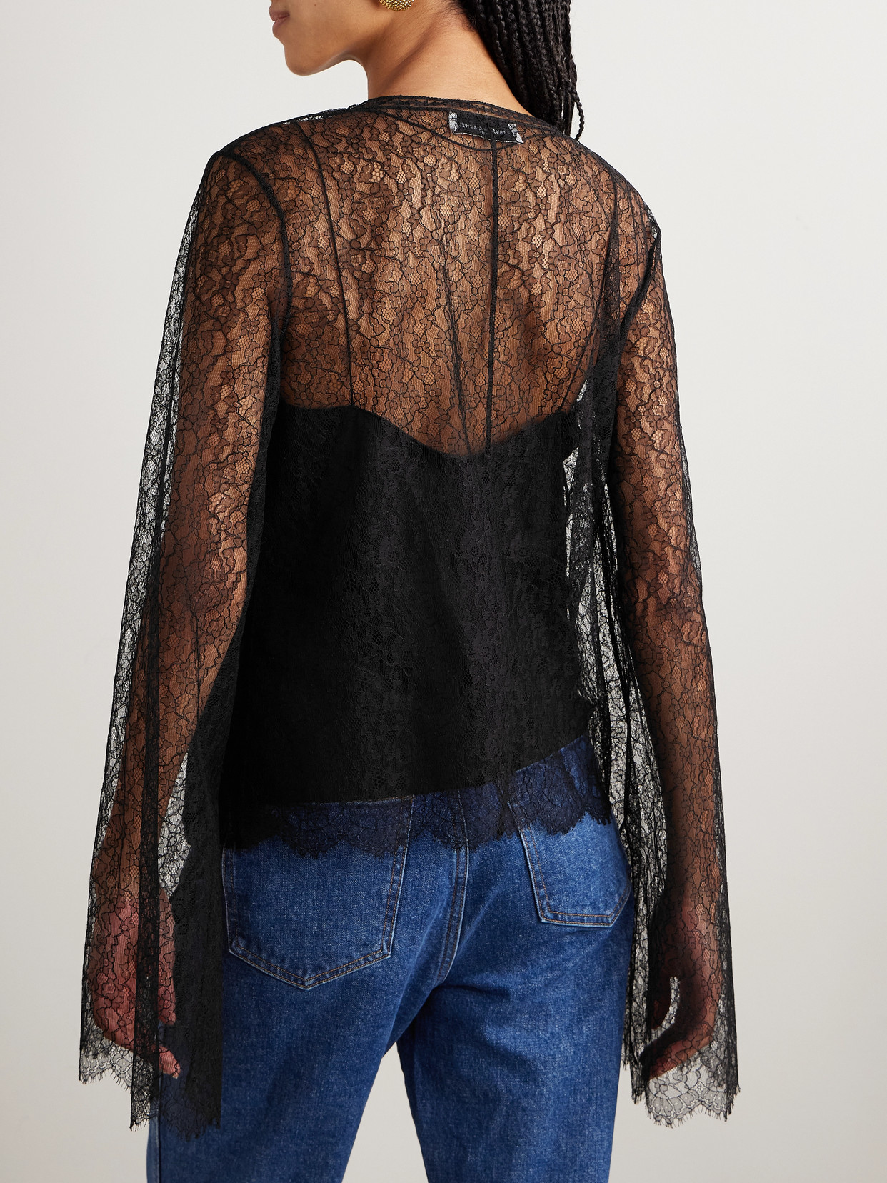 Brandon Maxwell The Eloise Chantilly Lace And Crepe Top In Black