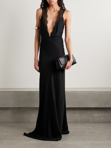 Brandon Maxwell The Malone lace-trimmed twill gown