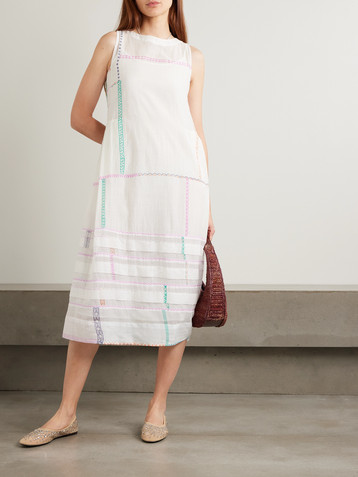 EKA Fyodor Kota Doriya-paneled cotton and silk-blend voile midi dress