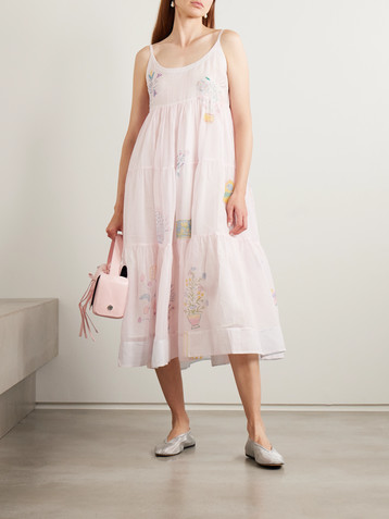 EKA Ikumi tiered printed cotton Kota Doriya midi dress