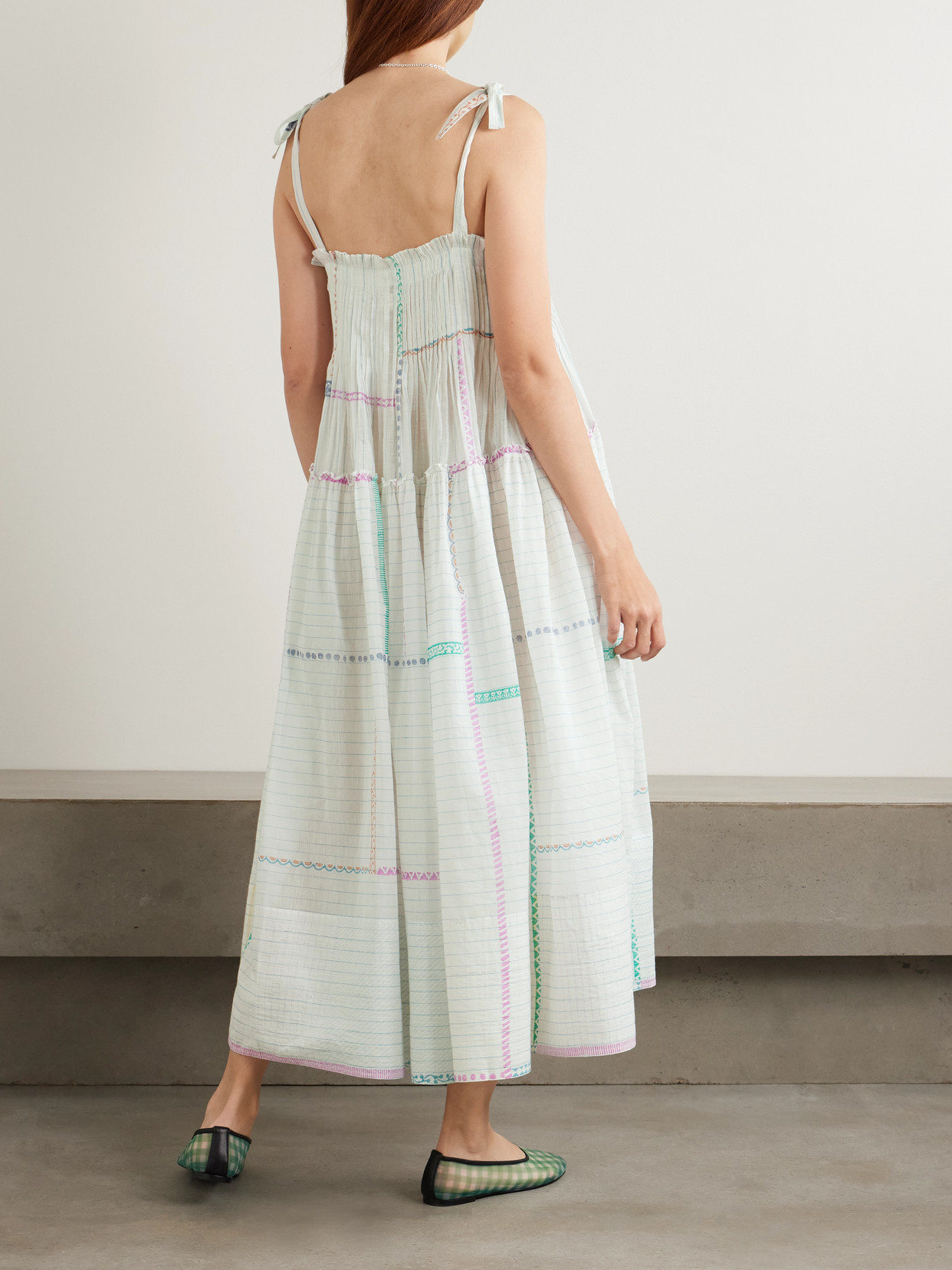 Eka Riley Ruffled Printed Cotton And Silk-blend Voile Midi Dress
