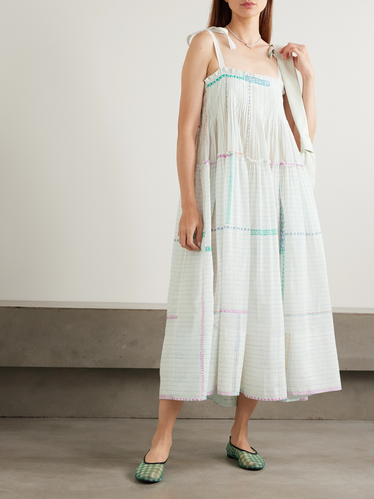 Eka Riley Ruffled Printed Cotton And Silk-blend Voile Midi Dress