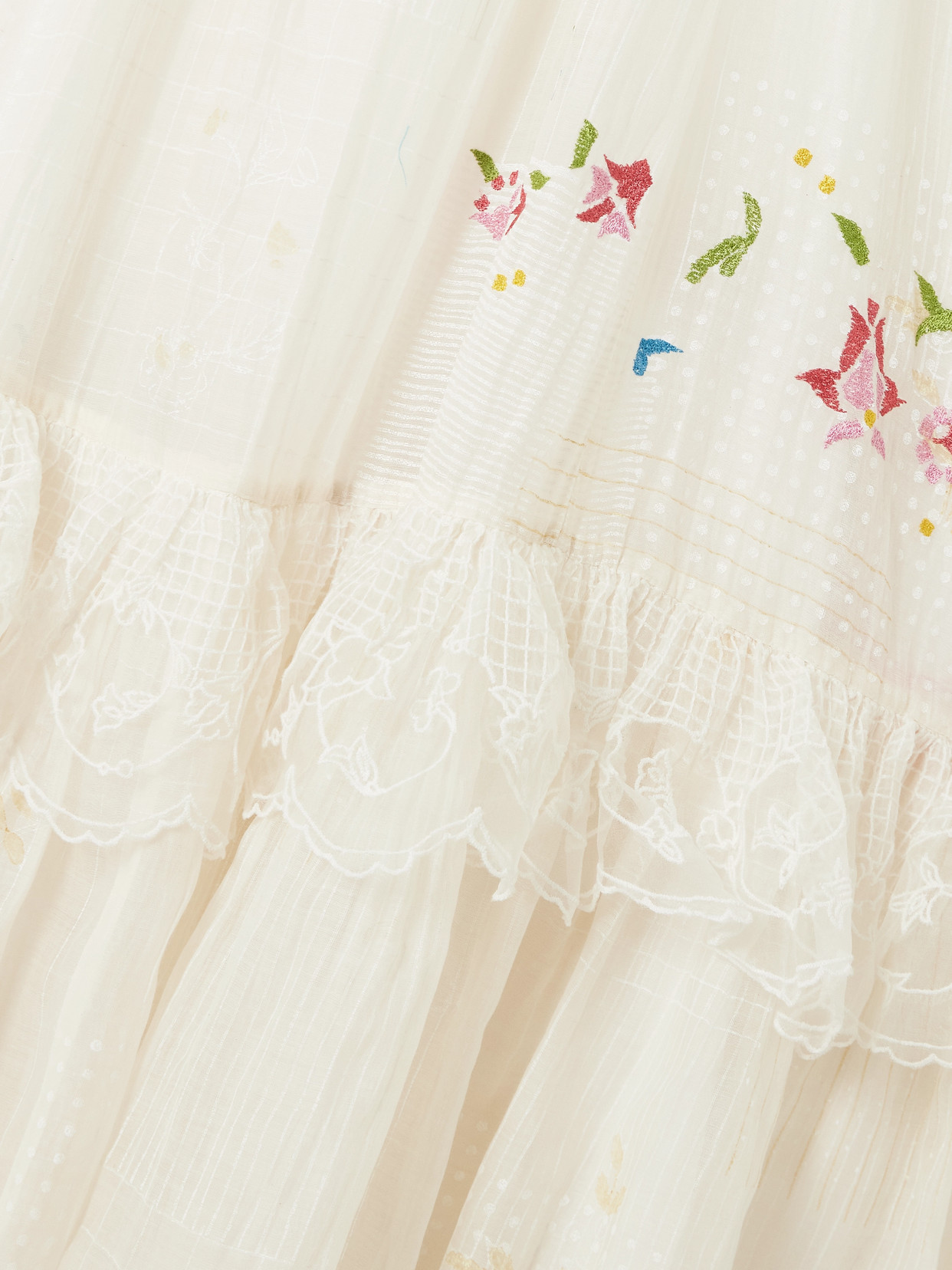 Eka Teek Tiered Ruffled Embroidered Cotton And Silk-blend Voile Midi Dress