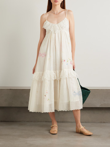 EKA Teek tiered ruffled embroidered cotton and silk-blend voile midi dress